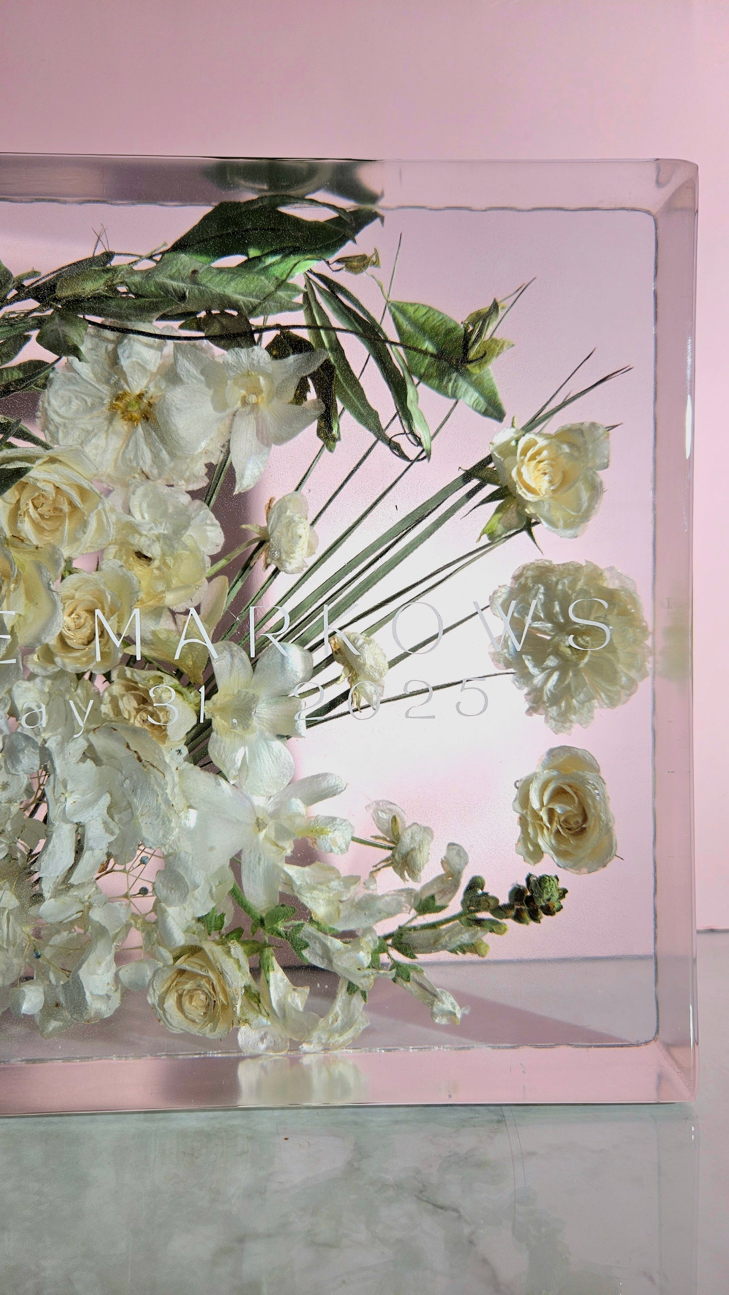 10"x10" Resin Lei Wedding Preservation Save Your Tropical Wedding Bouquet Flowers Forever Gift Keepsake