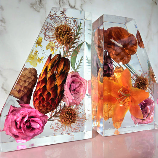 XL Bookends 3D Resin Wedding Bouquet Preservation Floral Gift Keepsake Save Your Wedding Flowers Forever