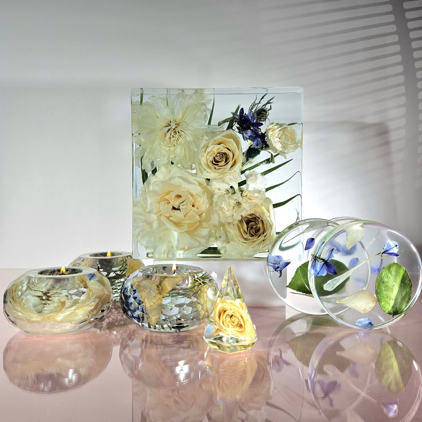 8"x 8" 3D Floral Resin Cube Wedding Bouquet Preservation Modern Fried Flowers Square Save Your Gift Keepsake