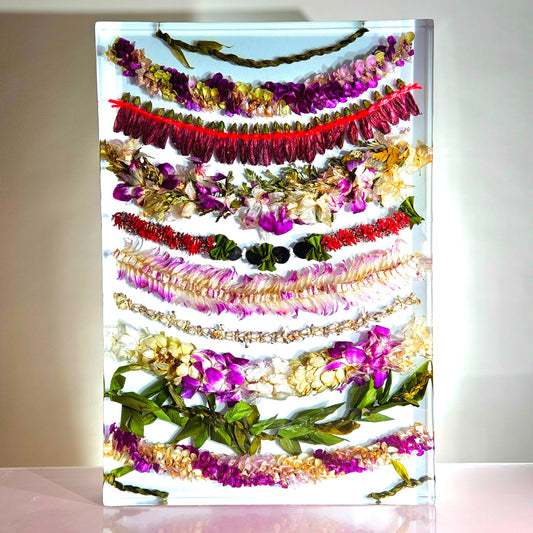 Extra Large 2' x 3' Tropical Rectangle Resin Wedding Bouquet Preservation Hawaiian Lei Save Your Florals Wedding Gift Keepsake