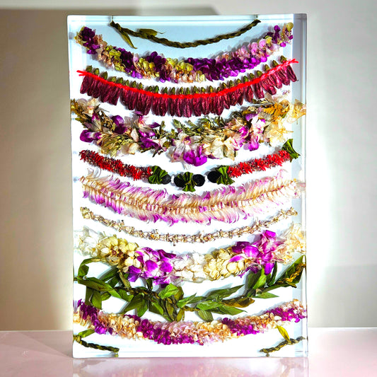Extra Large 18x24" Tropical Rectangle Resin Wedding Bouquet Preservation Hawaiian Lei Save Your Florals Wedding Gift Keepsake