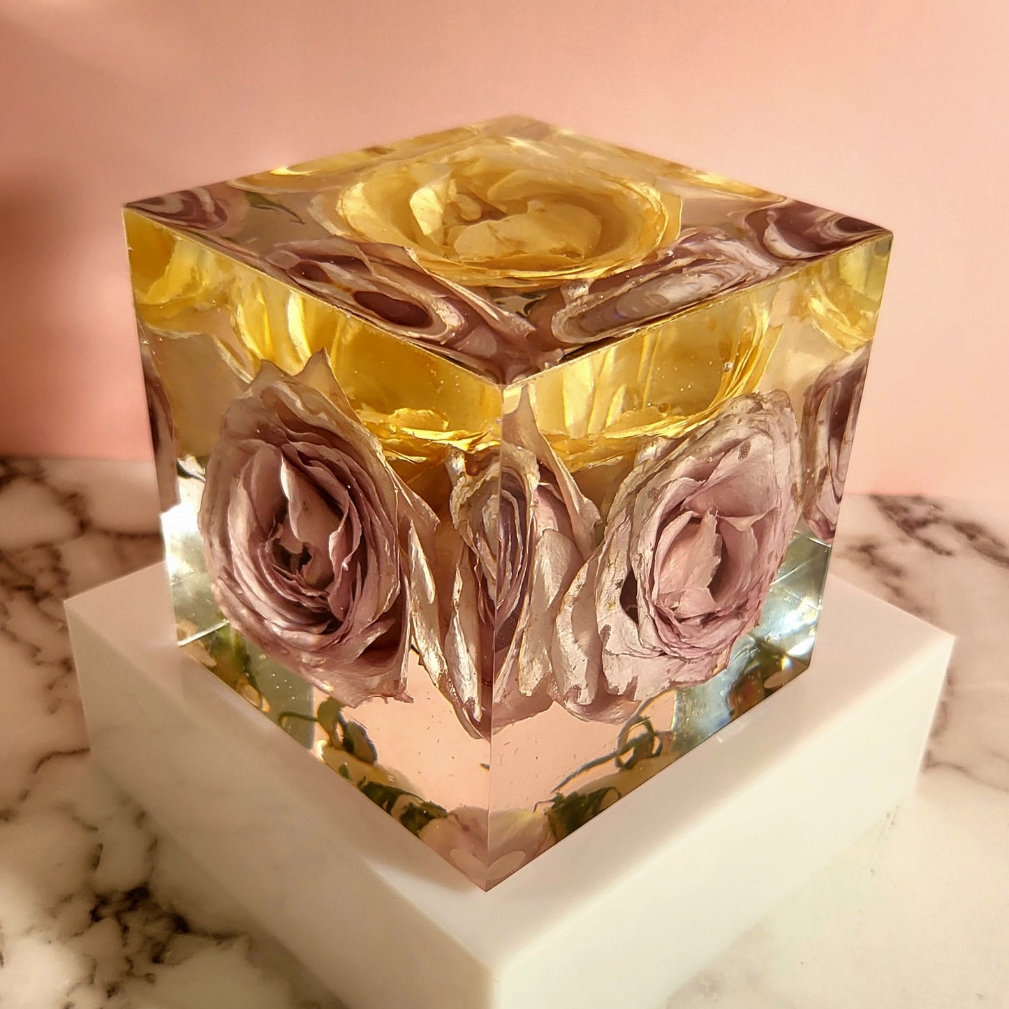 10"x10" Modern Resin Tropical Wedding Bouquet Preservation Save Your Wedding Flowers Forever Gift Keepsake - flofloflowery