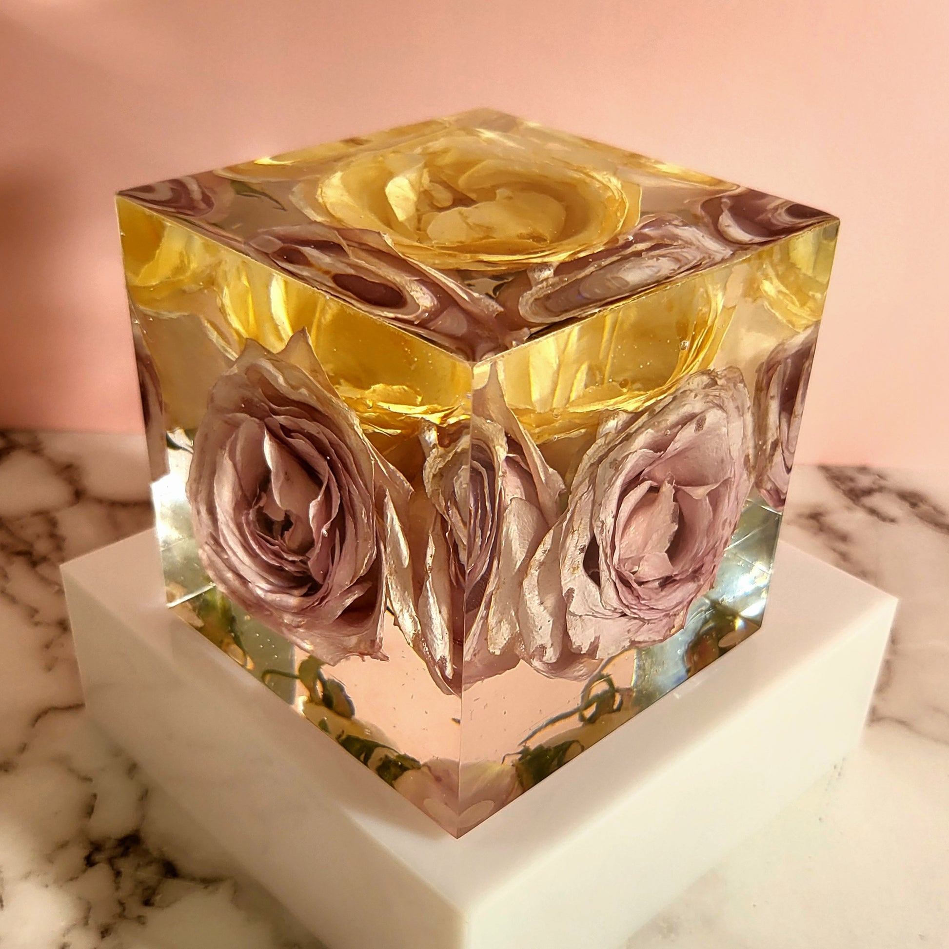 10"x10" Modern Resin Tropical Wedding Bouquet Preservation Save Your Wedding Flowers Forever Gift Keepsake - flofloflowery