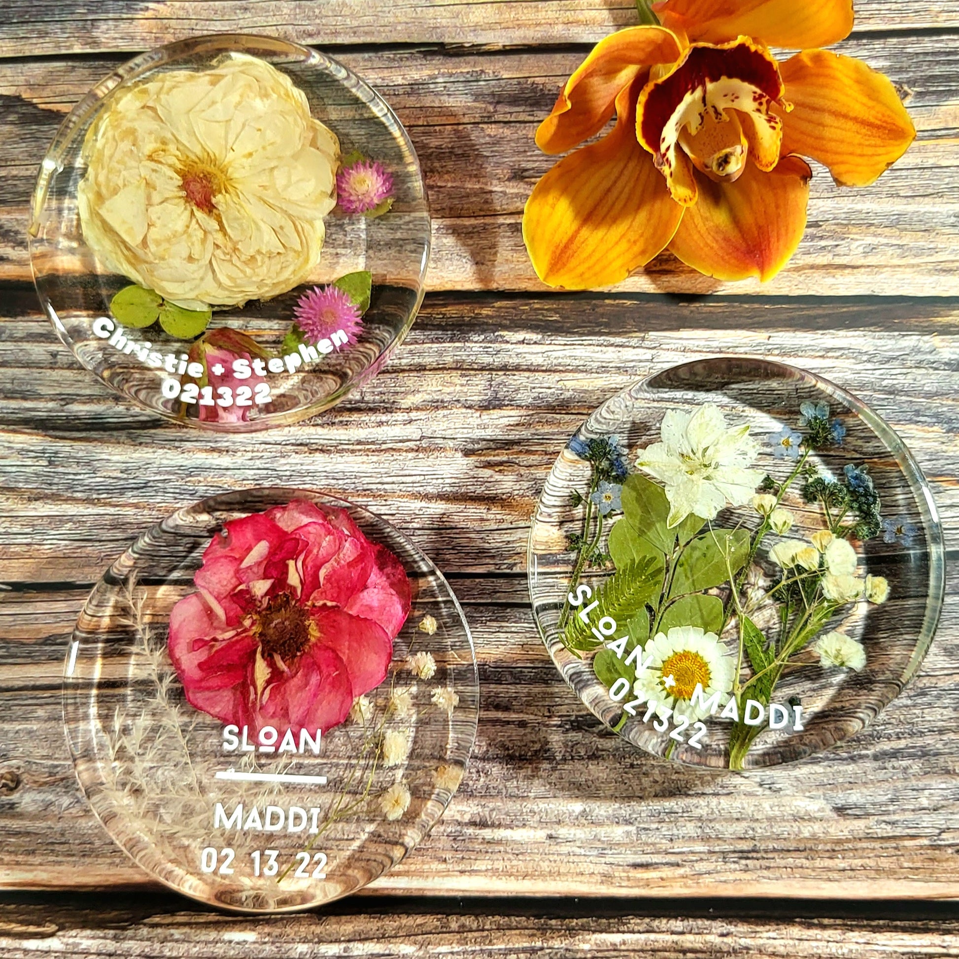 8"x 8" 3D Floral Resin Cube Wedding Bouquet Preservation Modern Fried Flowers Square Save Your Gift Keepsake - flofloflowery