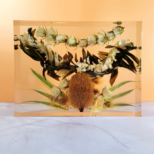 9" x 12" Large Rectangle 3D Resin Wedding Bouquet Preservation Hawaiian Lei Save Your Florals Wedding Gift Keepsake - flofloflowery