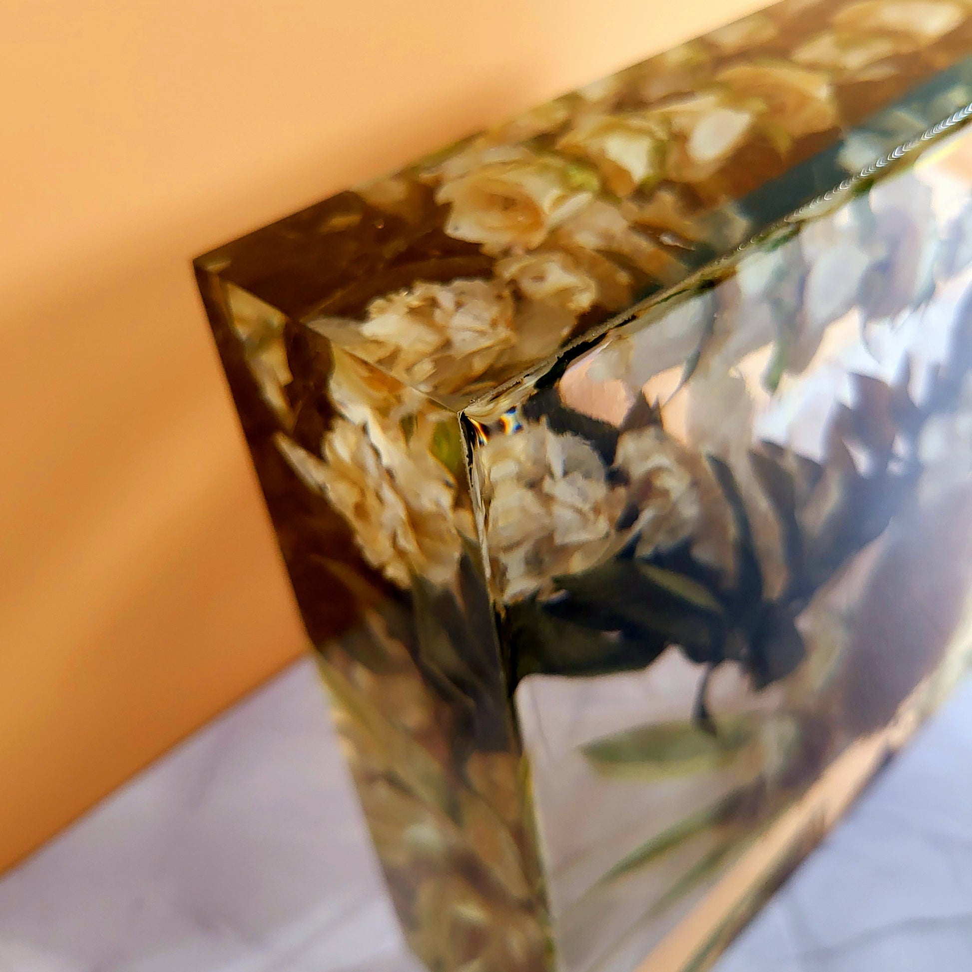 9" x 12" Large Rectangle 3D Resin Wedding Bouquet Preservation Hawaiian Lei Save Your Florals Wedding Gift Keepsake - flofloflowery