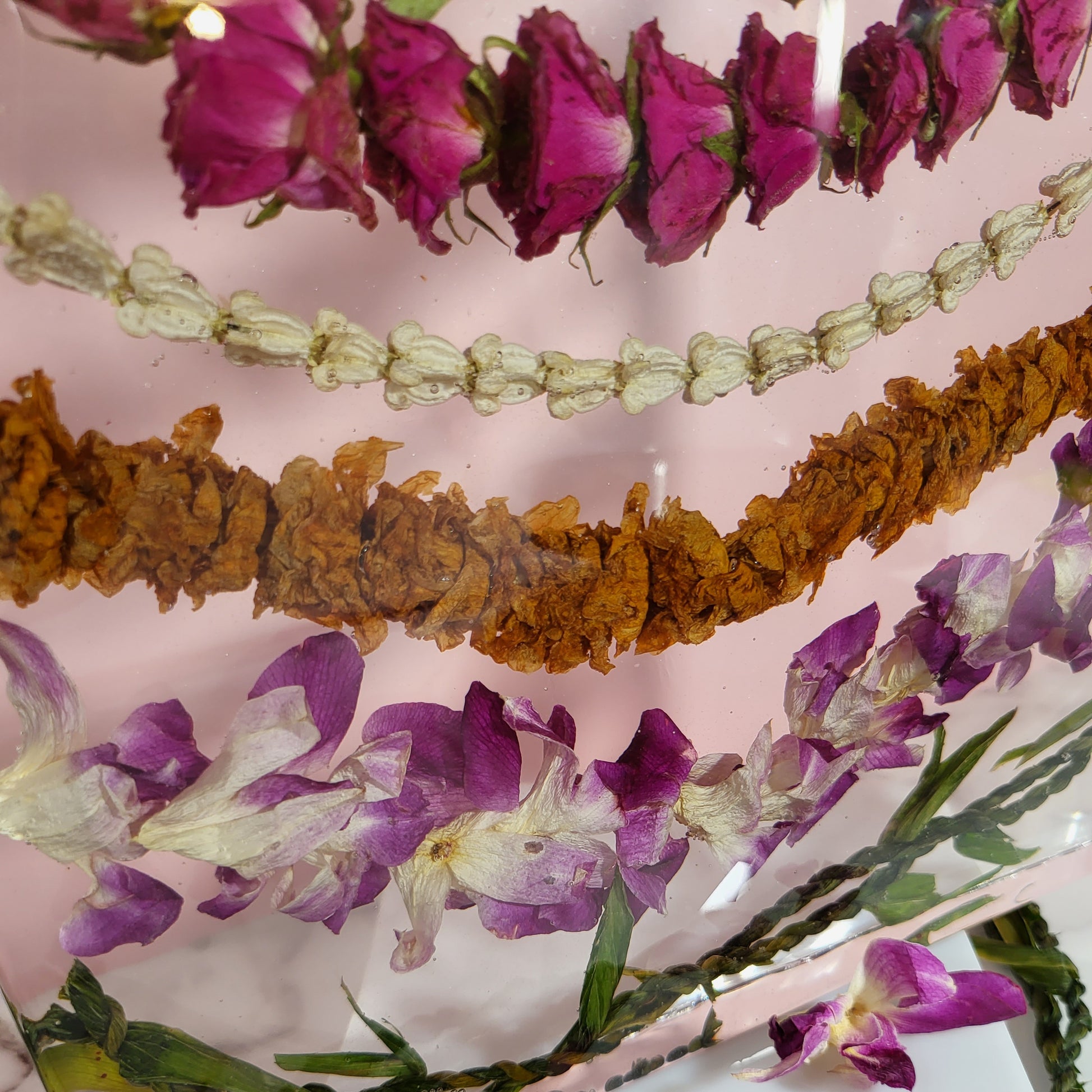 10"x10" Resin Lei Wedding Preservation Save Your Wedding Bouquet Flowers Forever Gift Keepsake - flofloflowery