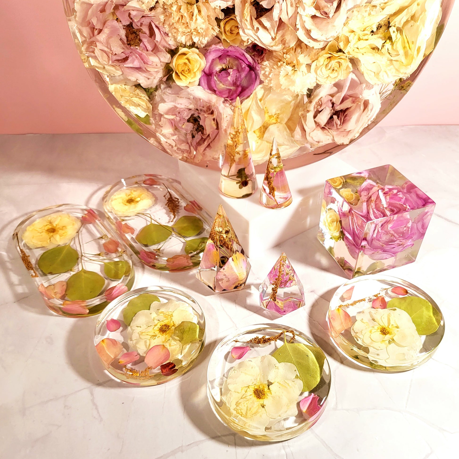 Memorial Flowers 8" wide Hexagon 3D Resin Funeral Flower Preservation Your Memorial Flowers In A Forever Keepsake Gift - flofloflowery