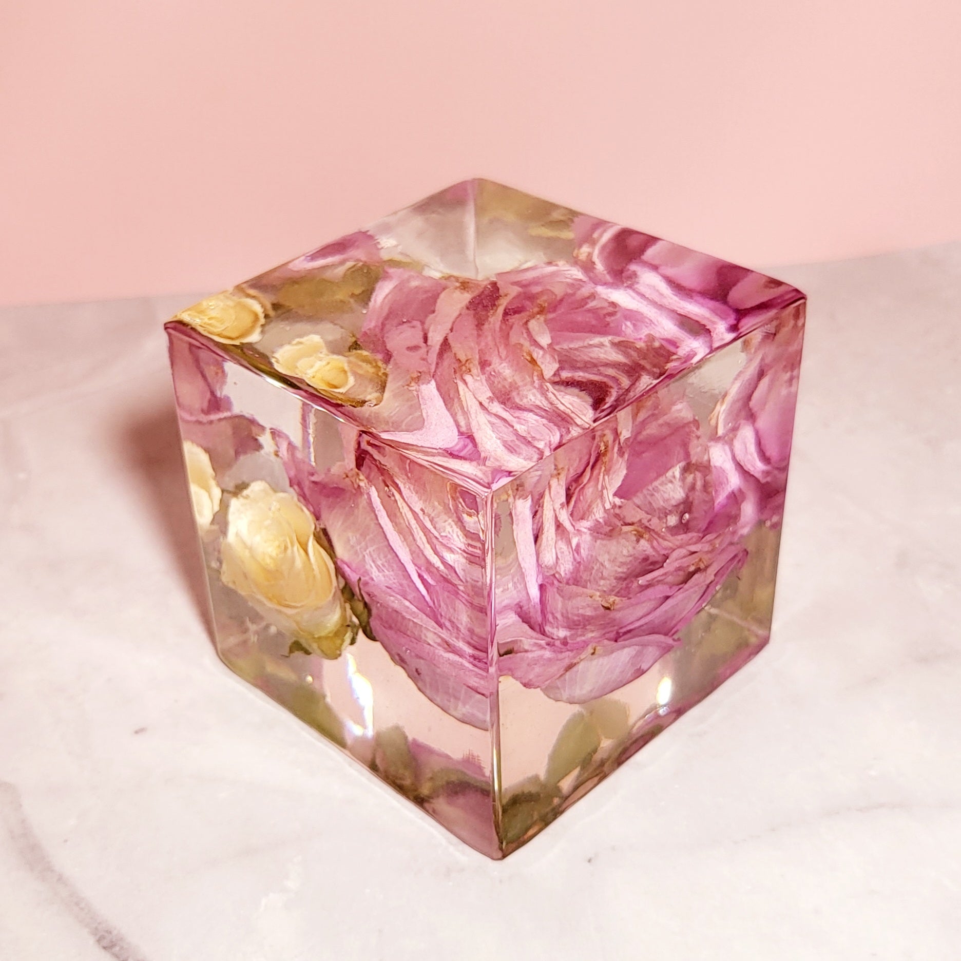 Gemstone DIY Wedding Bouquet Keepsake Resin Cube Flowers Jewelry