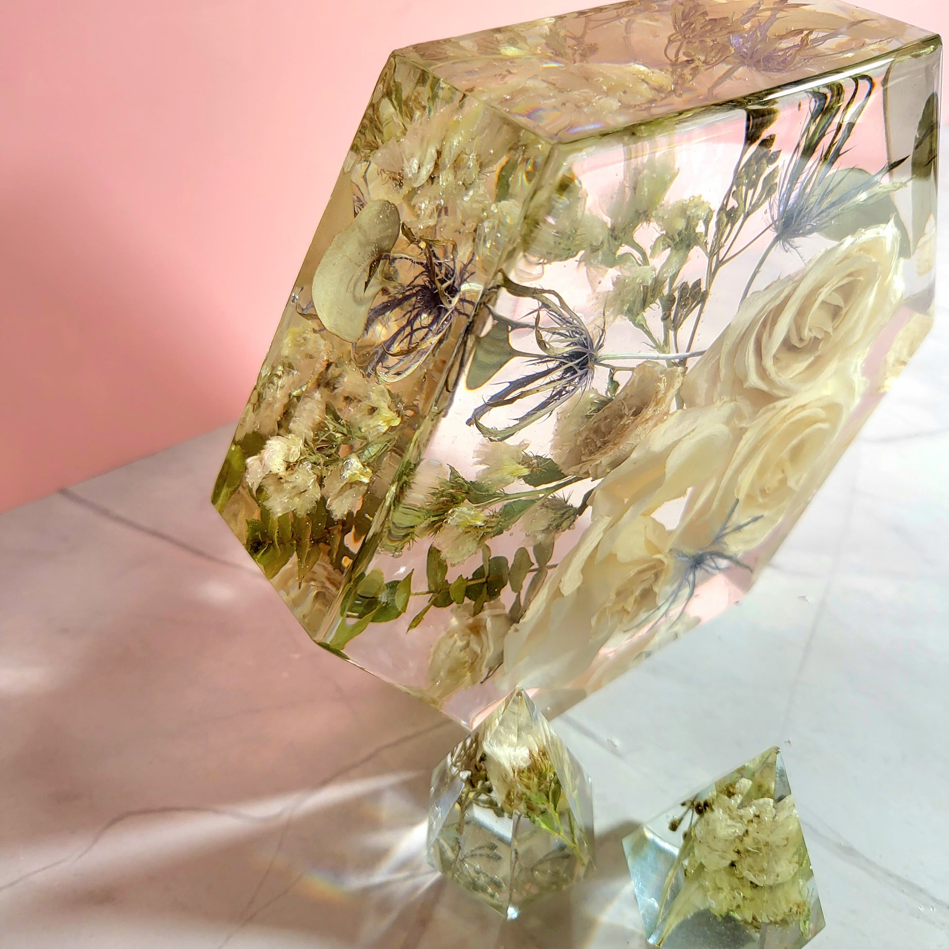 8" Hexagon 3D Resin Wedding Bouquet Preservation Your Wedding Flowers Forever Keepsake Gift - flofloflowery