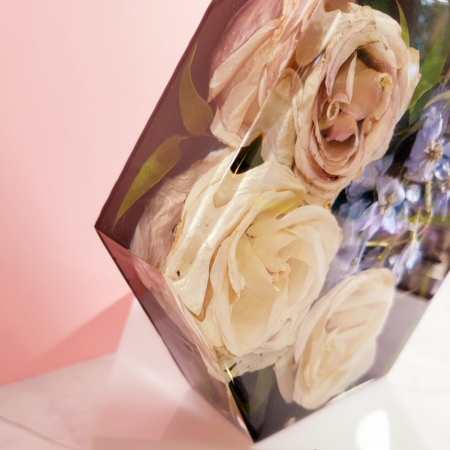 Elegant 8" wide Hexagon 3D Resin Wedding Bouquet Preservation Your Wedding Flowers Forever Keepsake Gift - flofloflowery