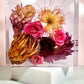 Square 8"x 8" 3D Floral Resin Wedding Bouquet Preservation Modern Fried Flowers Square Save Your Gift Keepsake - flofloflowery