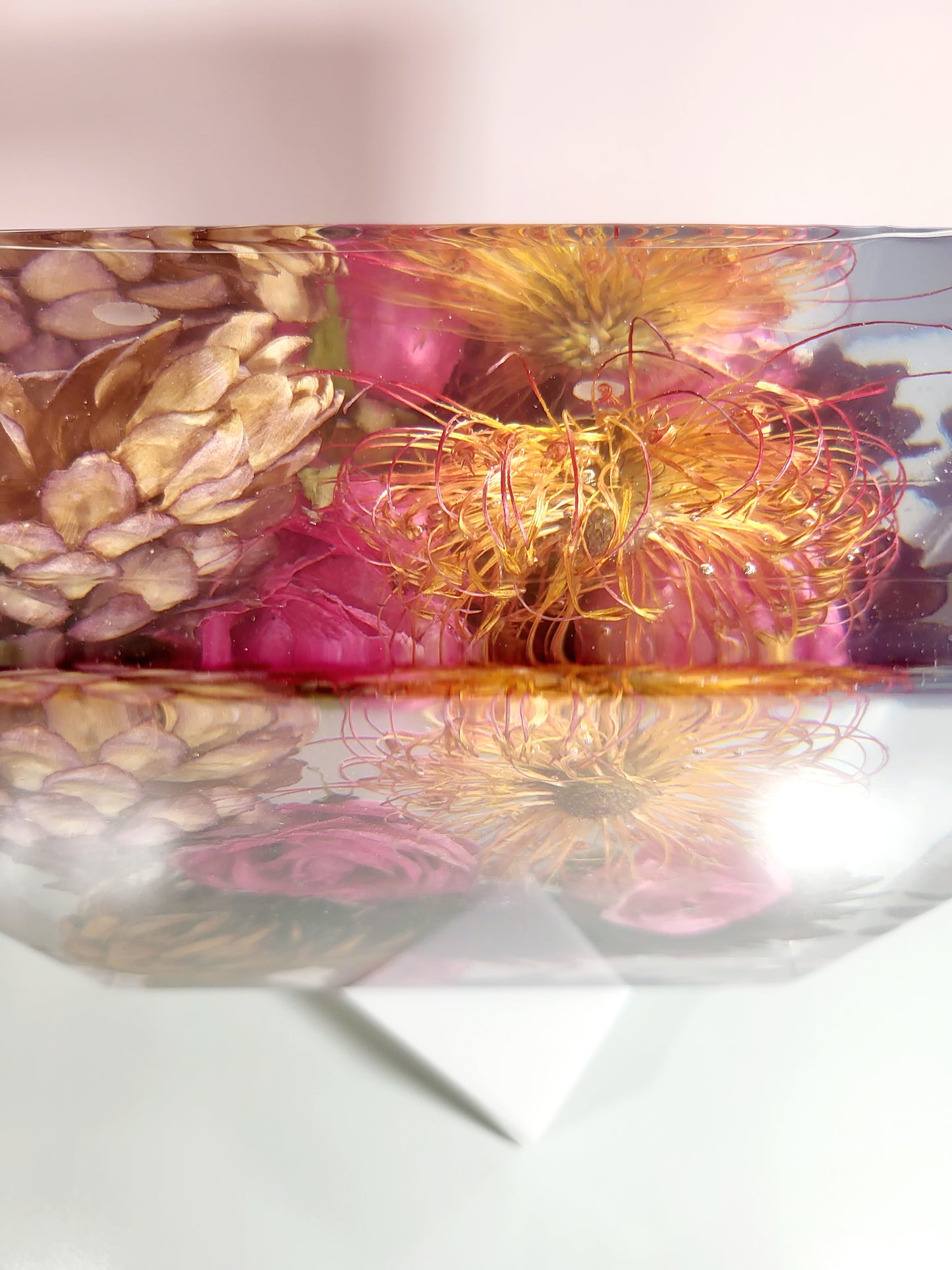 Square 8"x 8" 3D Floral Resin Wedding Bouquet Preservation Modern Fried Flowers Square Save Your Gift Keepsake - flofloflowery