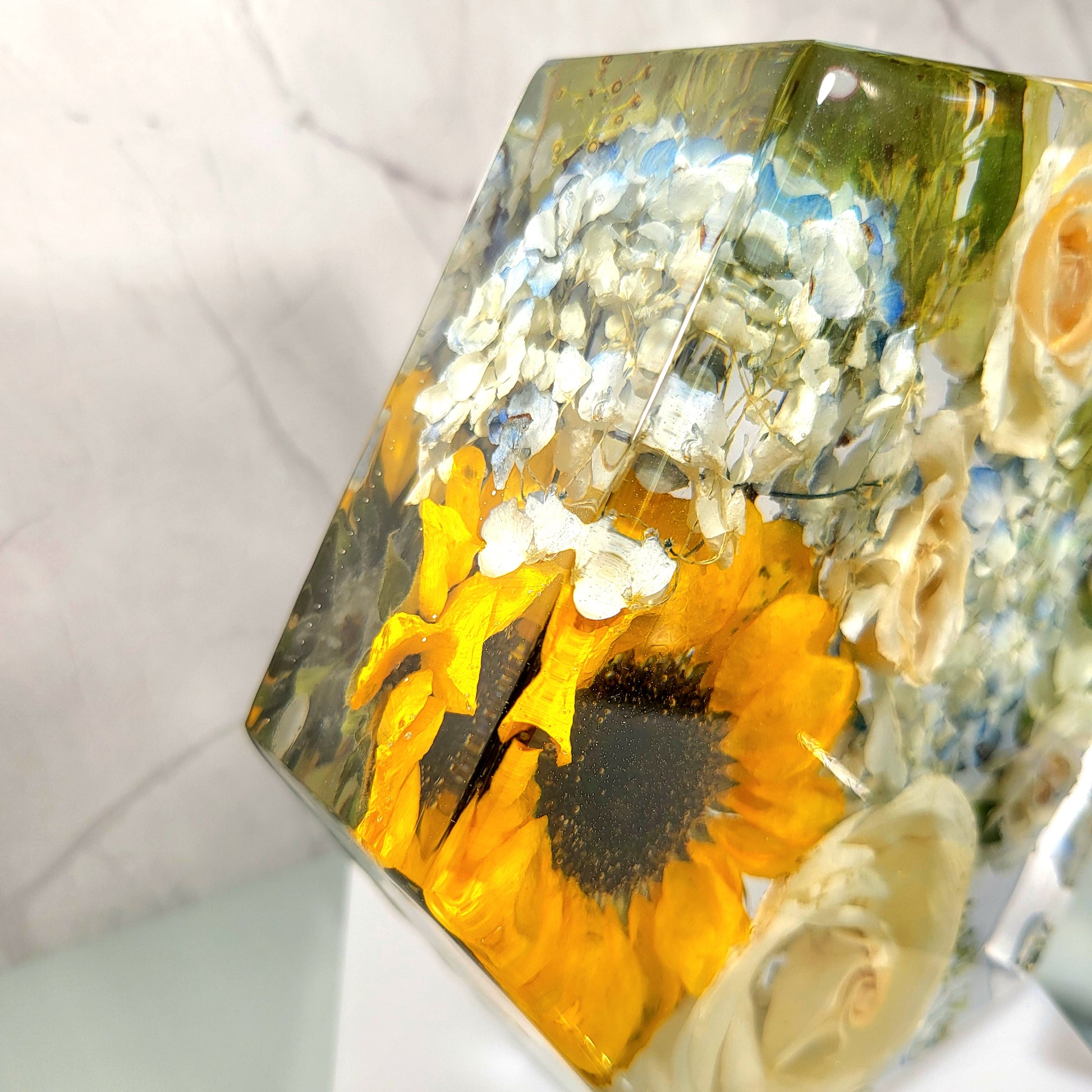 8" Hexagon 3D Resin Wedding Bouquet Preservation Your Wedding Flowers Forever Keepsake Gift - flofloflowery