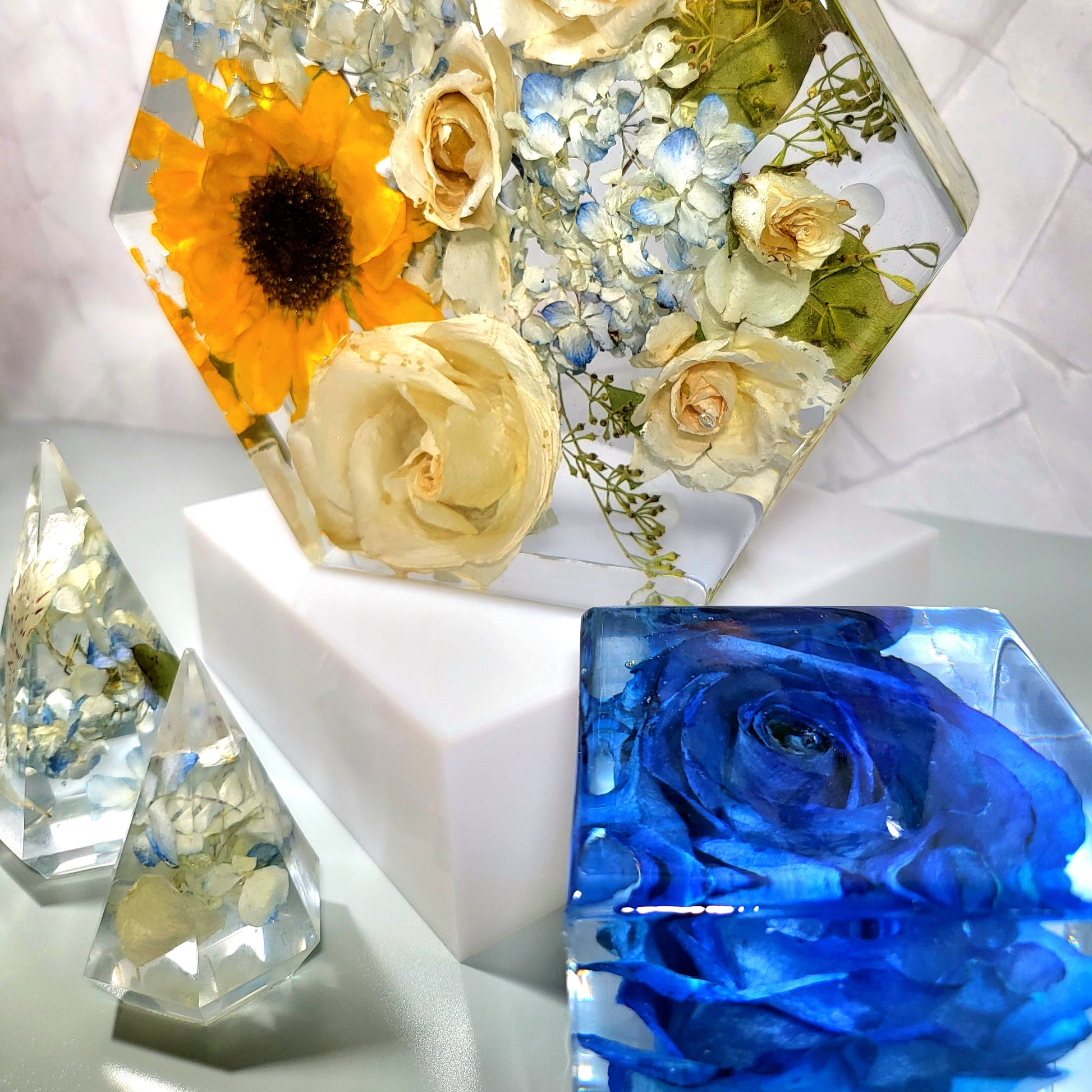 Luxury 8" wide Hexagon 3D Resin Wedding Bouquet Preservation Your Wedding Flowers Forever Keepsake Gift - flofloflowery
