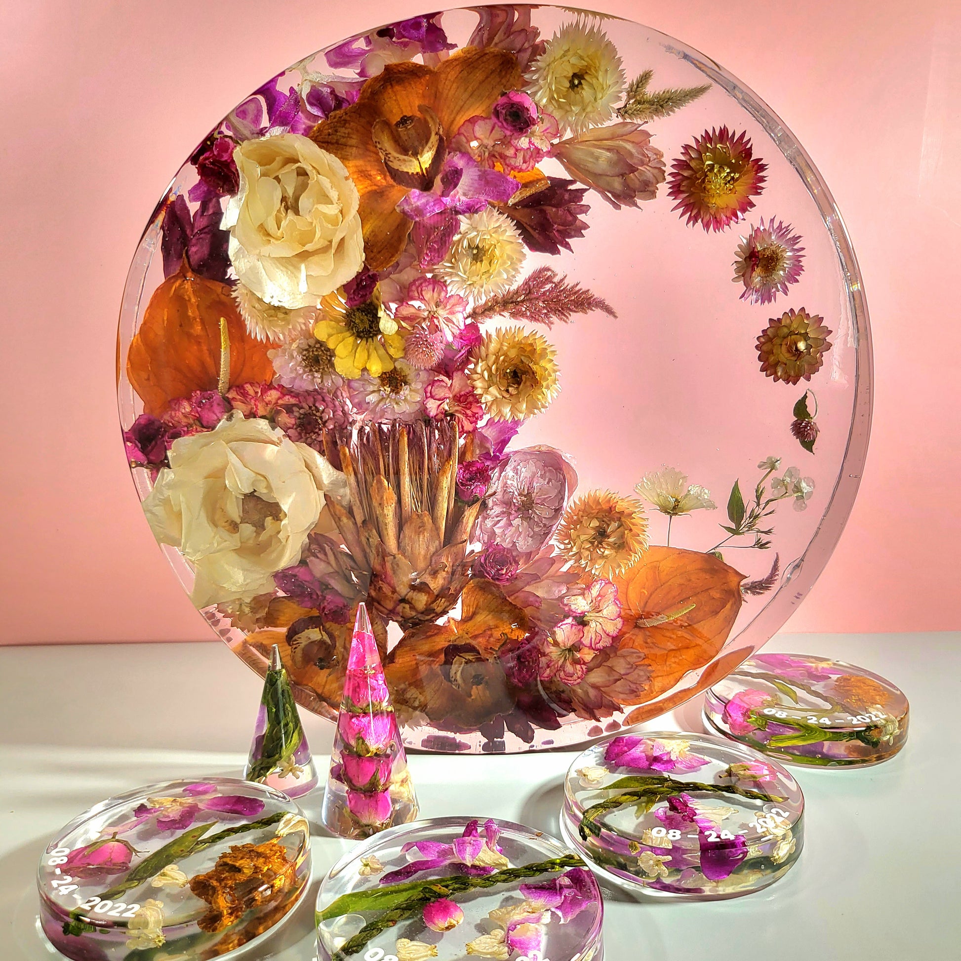 Resin Wedding Bouquet Preservation Large Collection 9" Hexagon Your Wedding Flowers Forever Keepsake Gift - flofloflowery