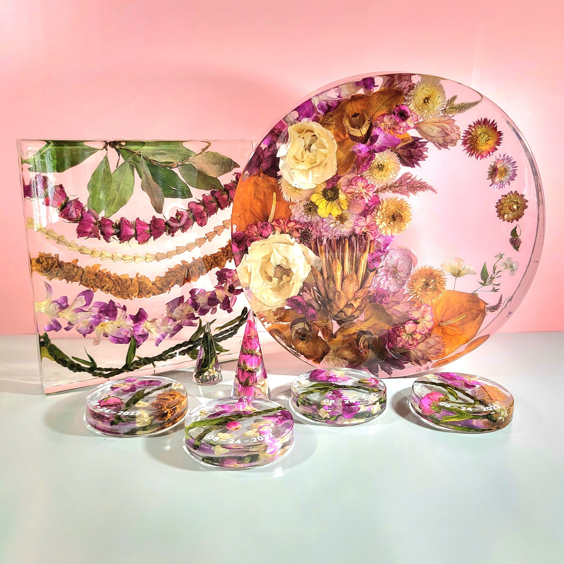 9" x 12" Large Rectangle 3D Resin Wedding Bouquet Preservation Hawaiian Lei Save Your Florals Wedding Gift Keepsake - flofloflowery