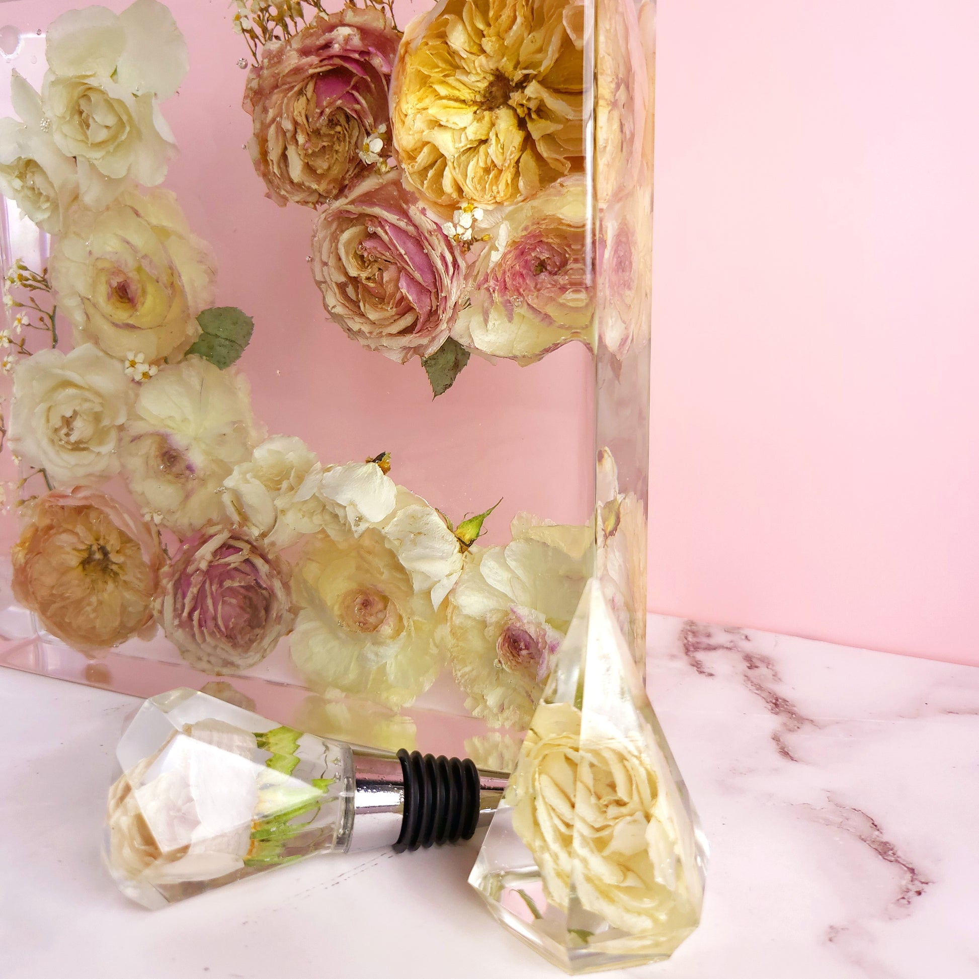 Resin Wedding Bouquet Preservation Large Collection 9" Hexagon Your Wedding Flowers Forever Keepsake Gift - flofloflowery