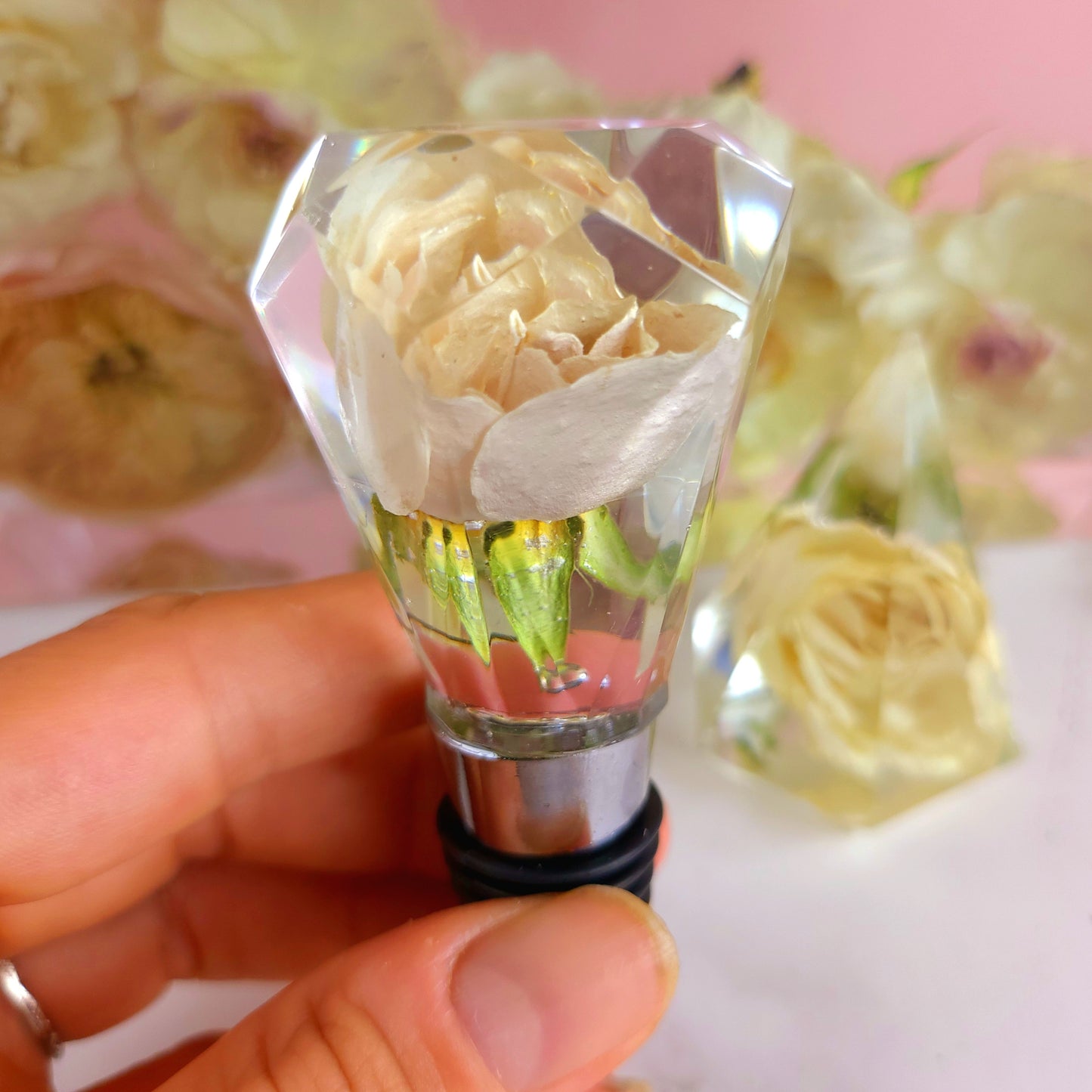 8"x 8" 3D Floral Resin Cube Wedding Bouquet Preservation Modern Fried Flowers Square Save Your Gift Keepsake - flofloflowery