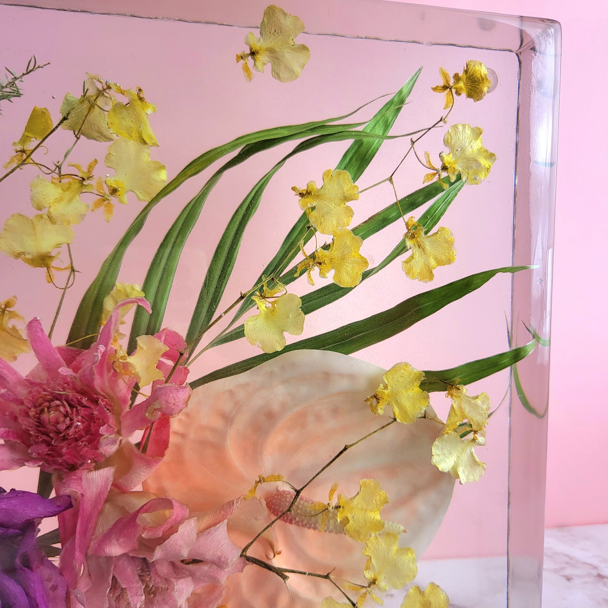 10"x10" Modern Resin Tropical Wedding Bouquet Preservation Save Your Wedding Flowers Forever Gift Keepsake - flofloflowery