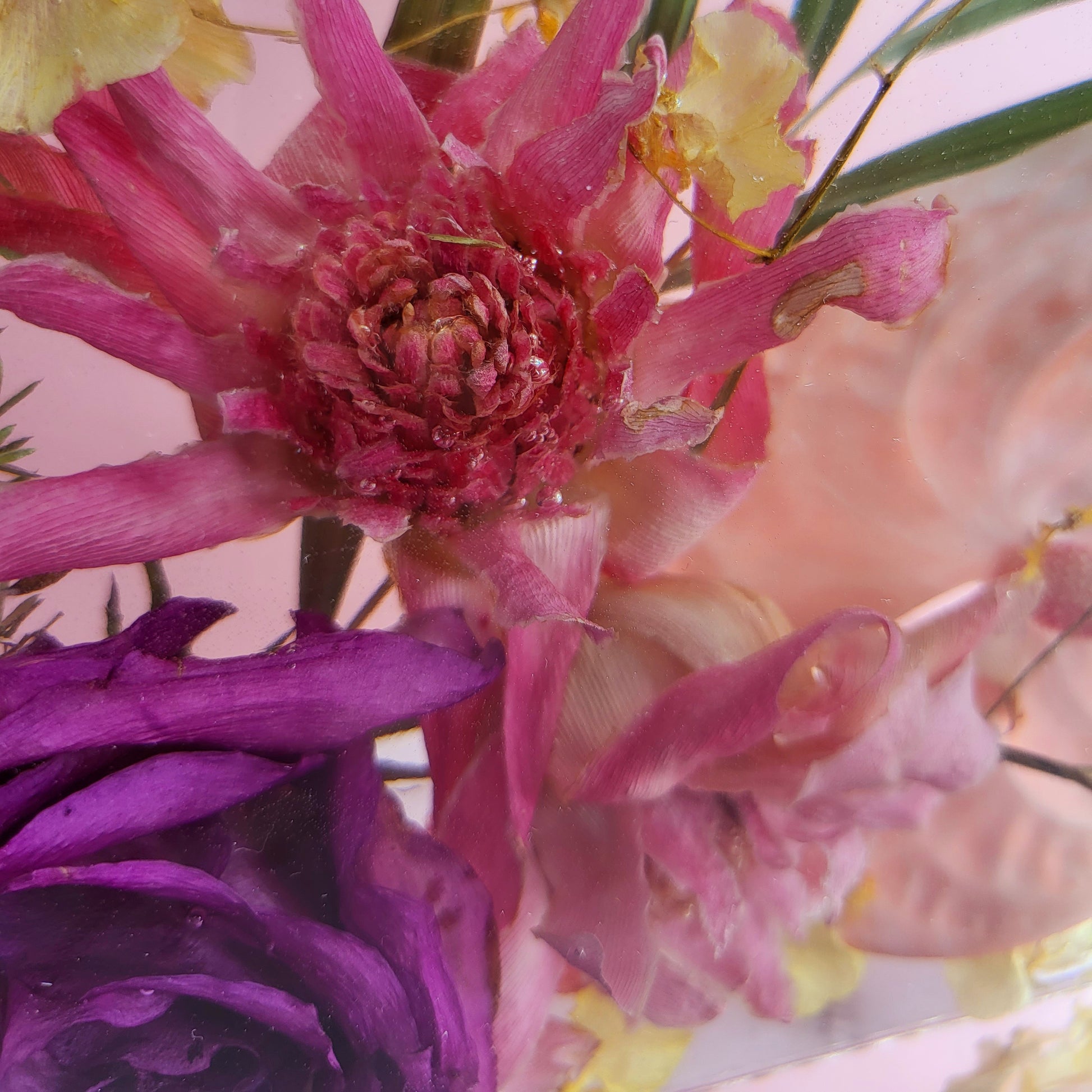 10"x10" Modern Resin Tropical Wedding Bouquet Preservation Save Your Wedding Flowers Forever Gift Keepsake - flofloflowery