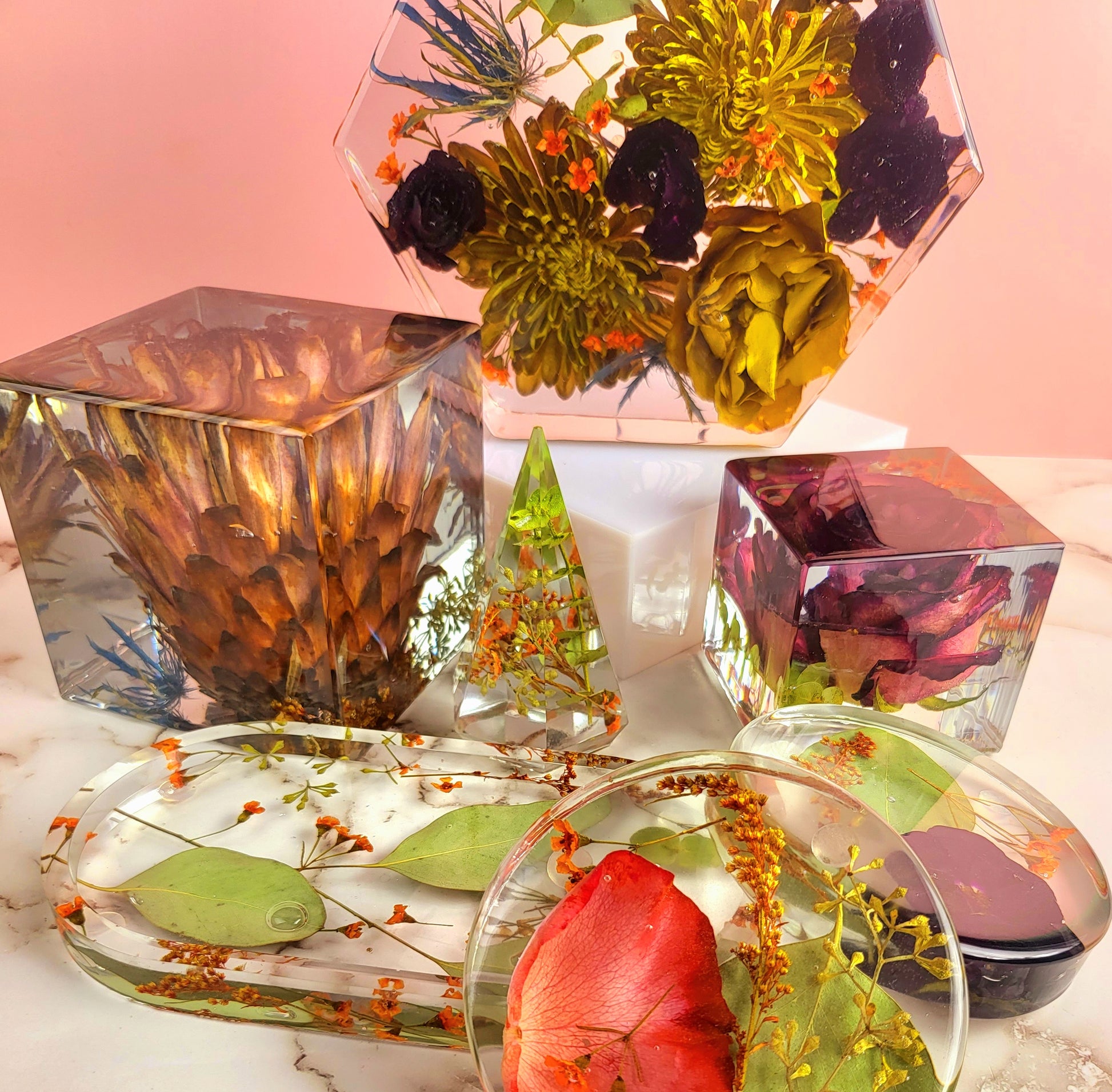 Resin Wedding Bouquet Preservation Large Collection 9" Hexagon Your Wedding Flowers Forever Keepsake Gift - flofloflowery
