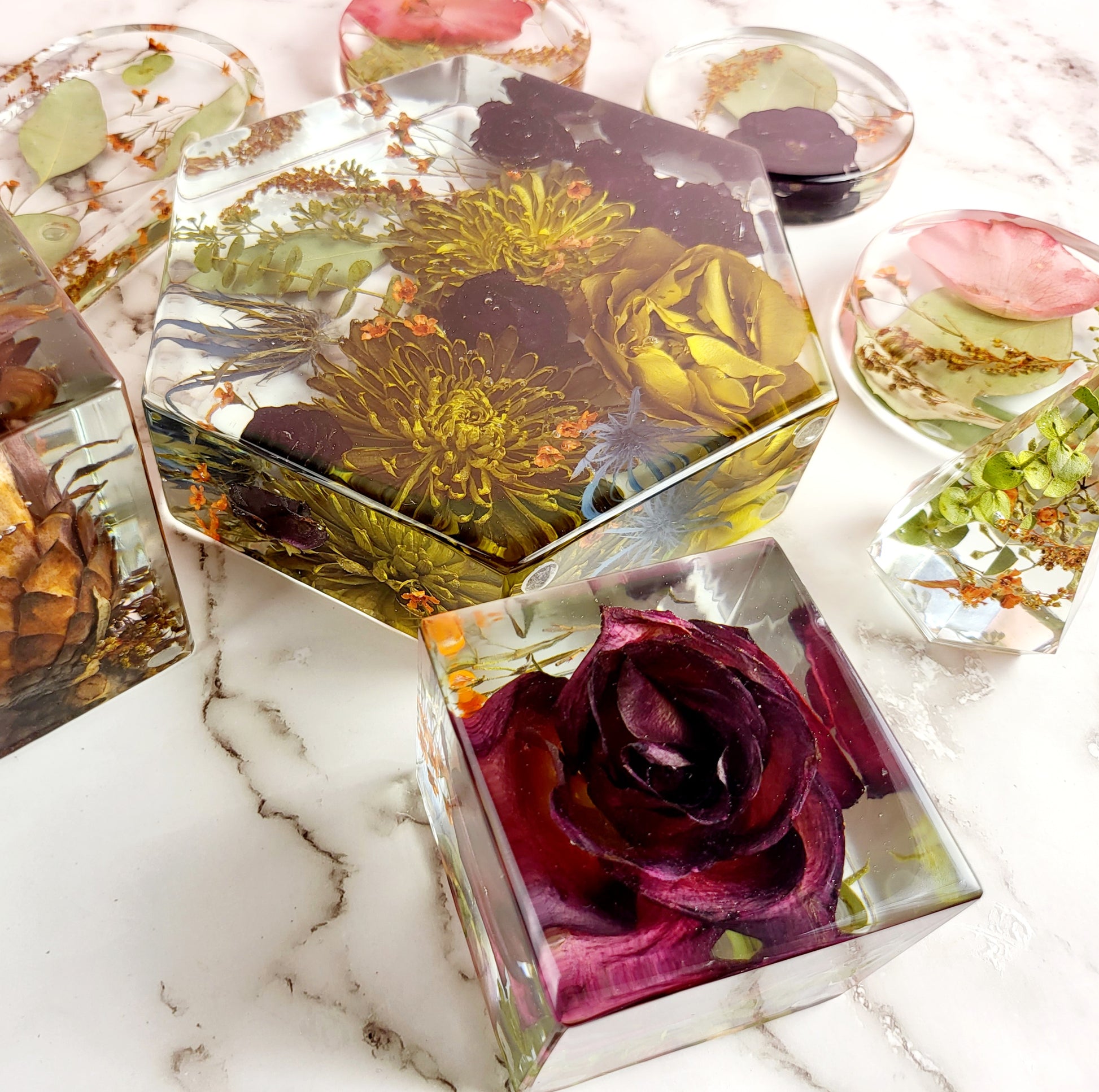 Resin Wedding Bouquet Preservation Large Collection 9" Hexagon Your Wedding Flowers Forever Keepsake Gift - flofloflowery