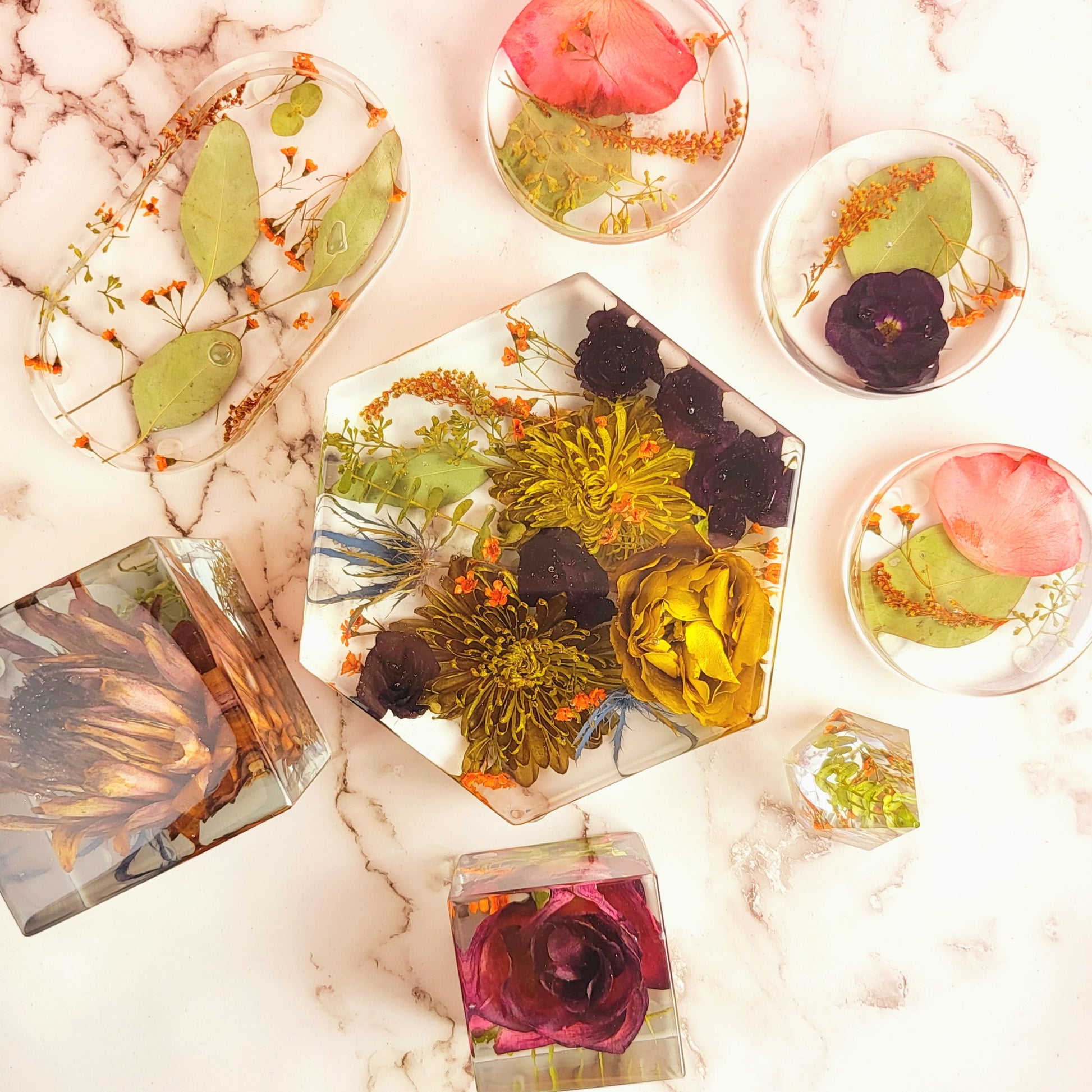 Resin Wedding Bouquet Preservation Large Collection 9" Hexagon Your Wedding Flowers Forever Keepsake Gift - flofloflowery