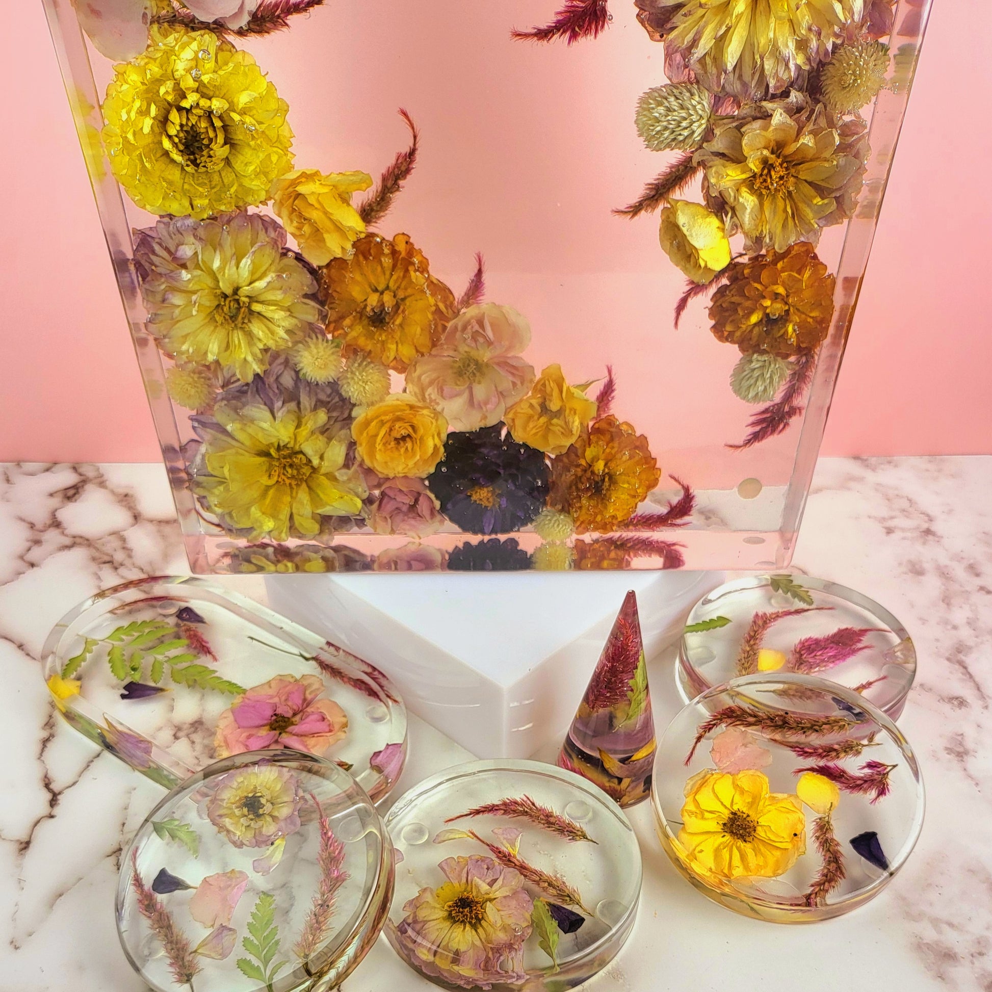 10"x10" Large Modern Resin Wedding Bouquet Preservation Save Your Wedding Flowers Forever Gift Keepsake - flofloflowery
