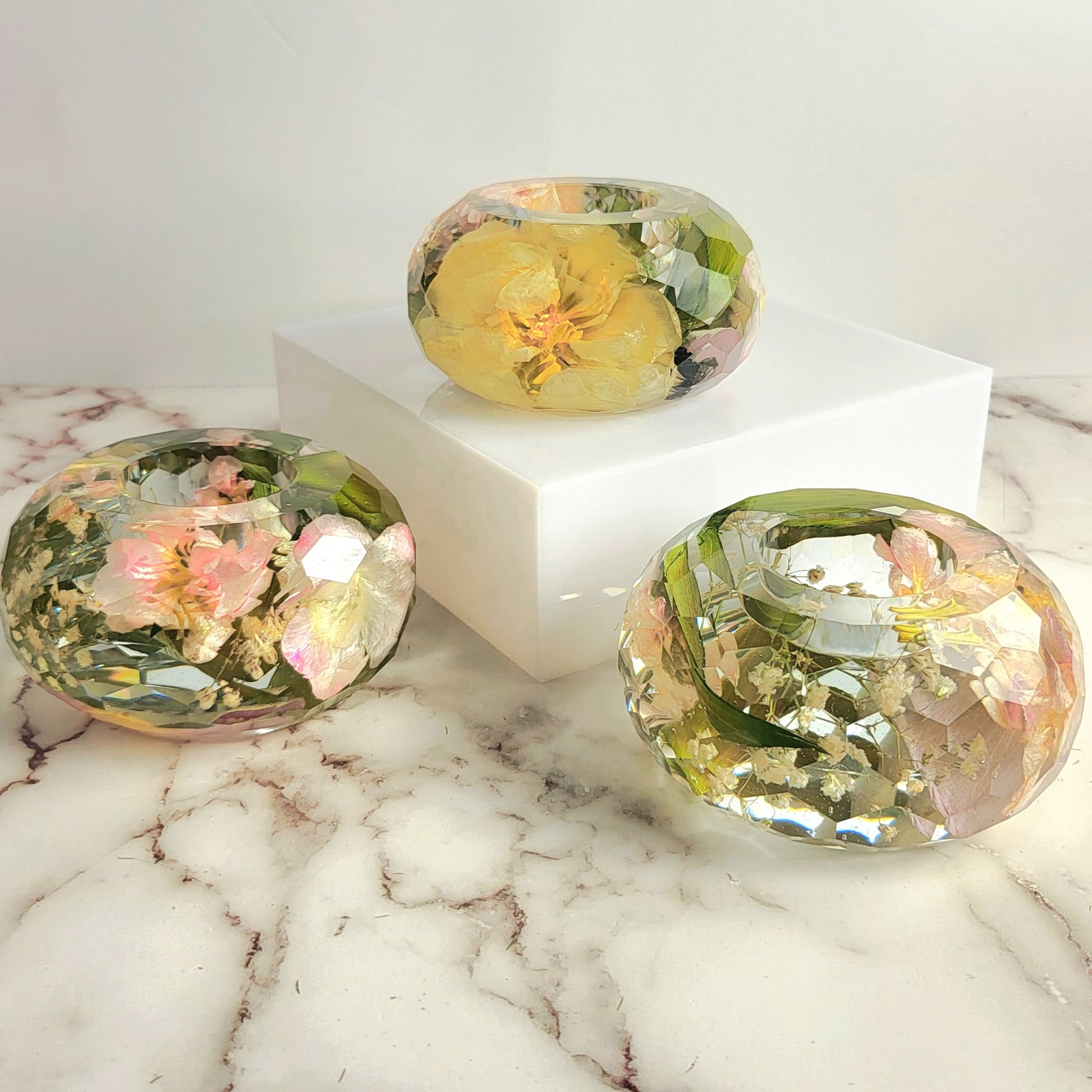 Large Pink Bohemian 12" Hexagon 3D Resin Wedding Bouquet Preservation Keepsake Gift Save Your Wedding Flowers Forever - flofloflowery