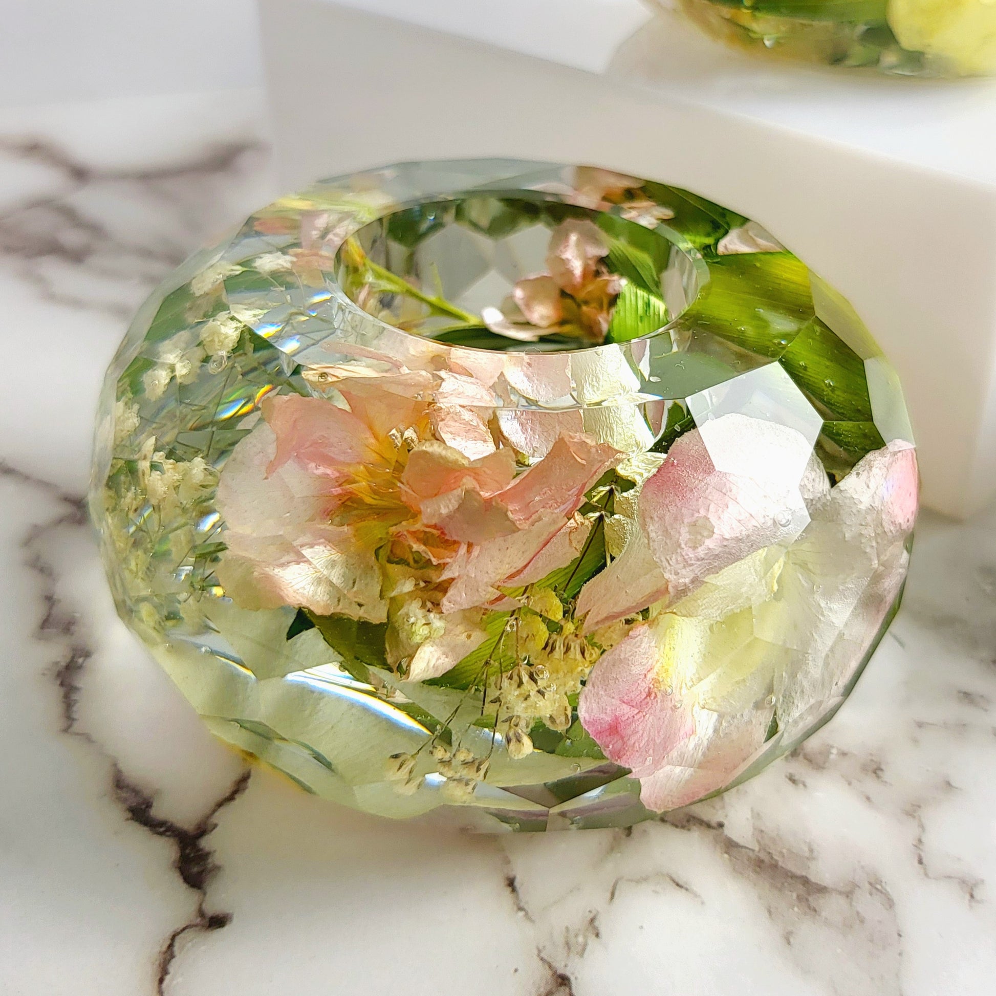 Large Pink Bohemian 12" Hexagon 3D Resin Wedding Bouquet Preservation Keepsake Gift Save Your Wedding Flowers Forever - flofloflowery
