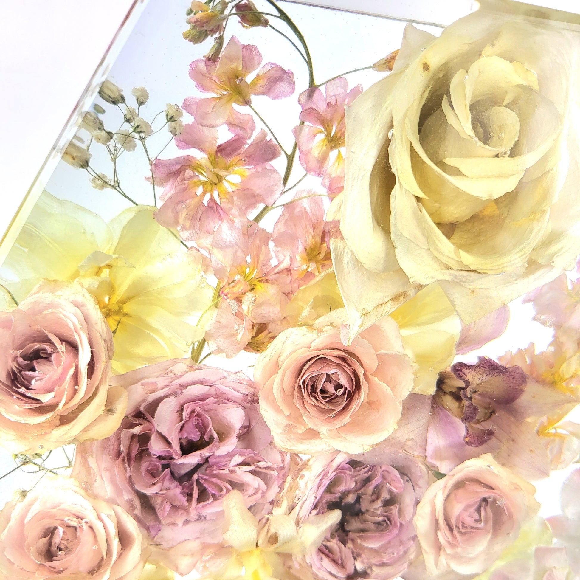 Large Pink Bohemian 12" Hexagon 3D Resin Wedding Bouquet Preservation Keepsake Gift Save Your Wedding Flowers Forever - flofloflowery