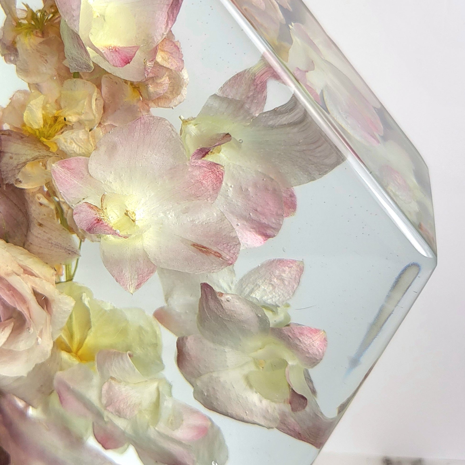 Large Pink Bohemian 12" Hexagon 3D Resin Wedding Bouquet Preservation Keepsake Gift Save Your Wedding Flowers Forever - flofloflowery
