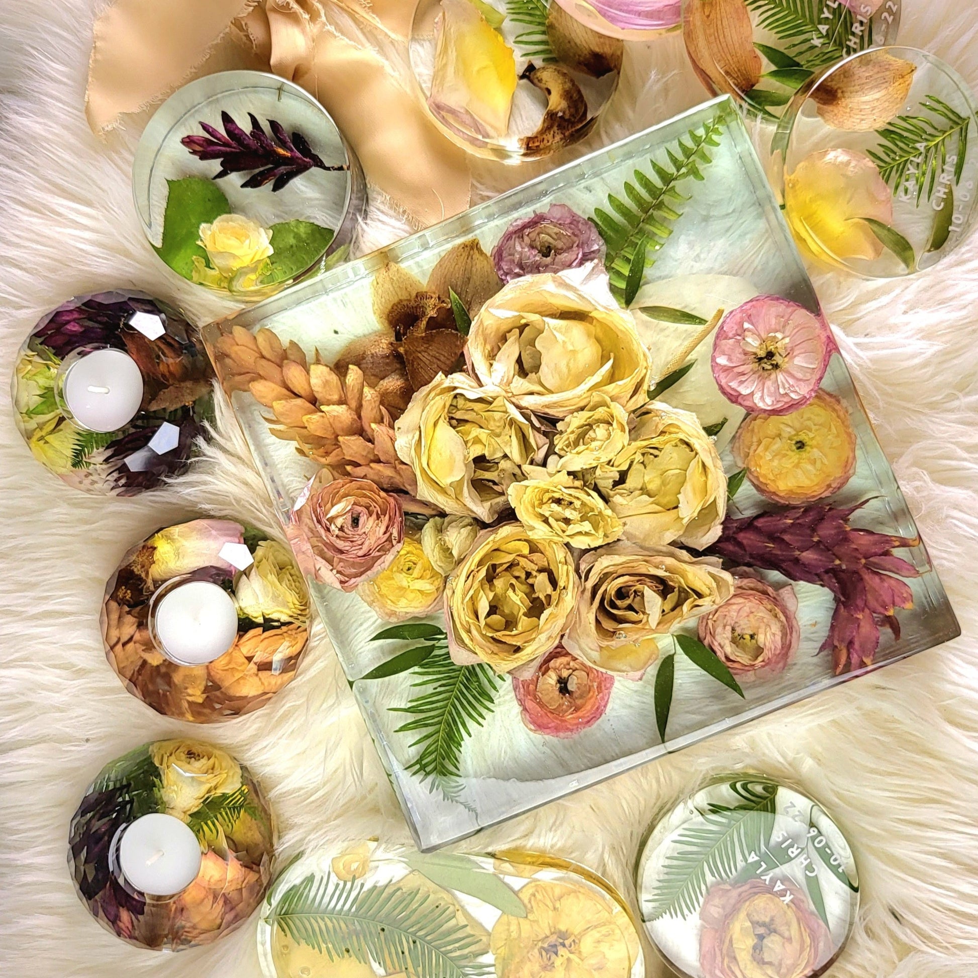 Tealights Wedding Flower Preservation Resin Add-on Item - flofloflowery