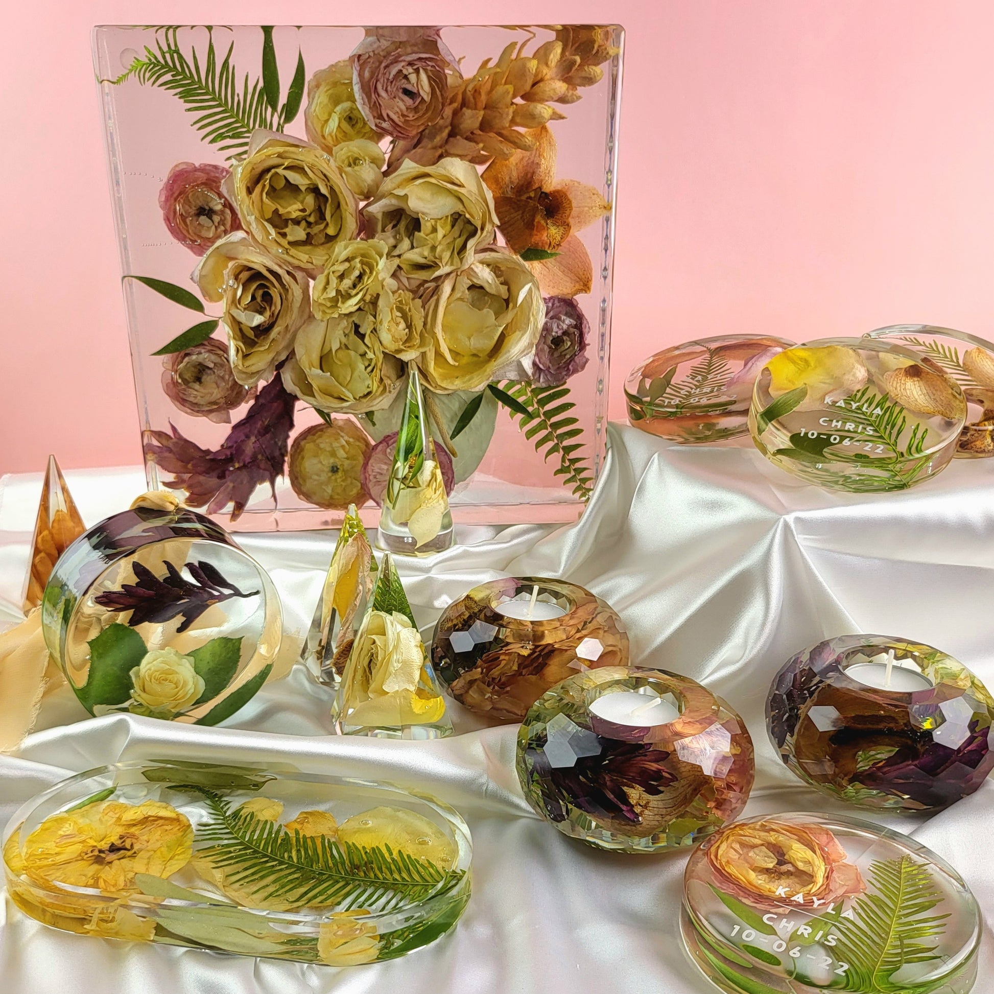Large Collection 10"x10" 3D Resin Wedding Bouquet Preservation Save Your Wedding Flowers Forever Gift Keepsake - flofloflowery