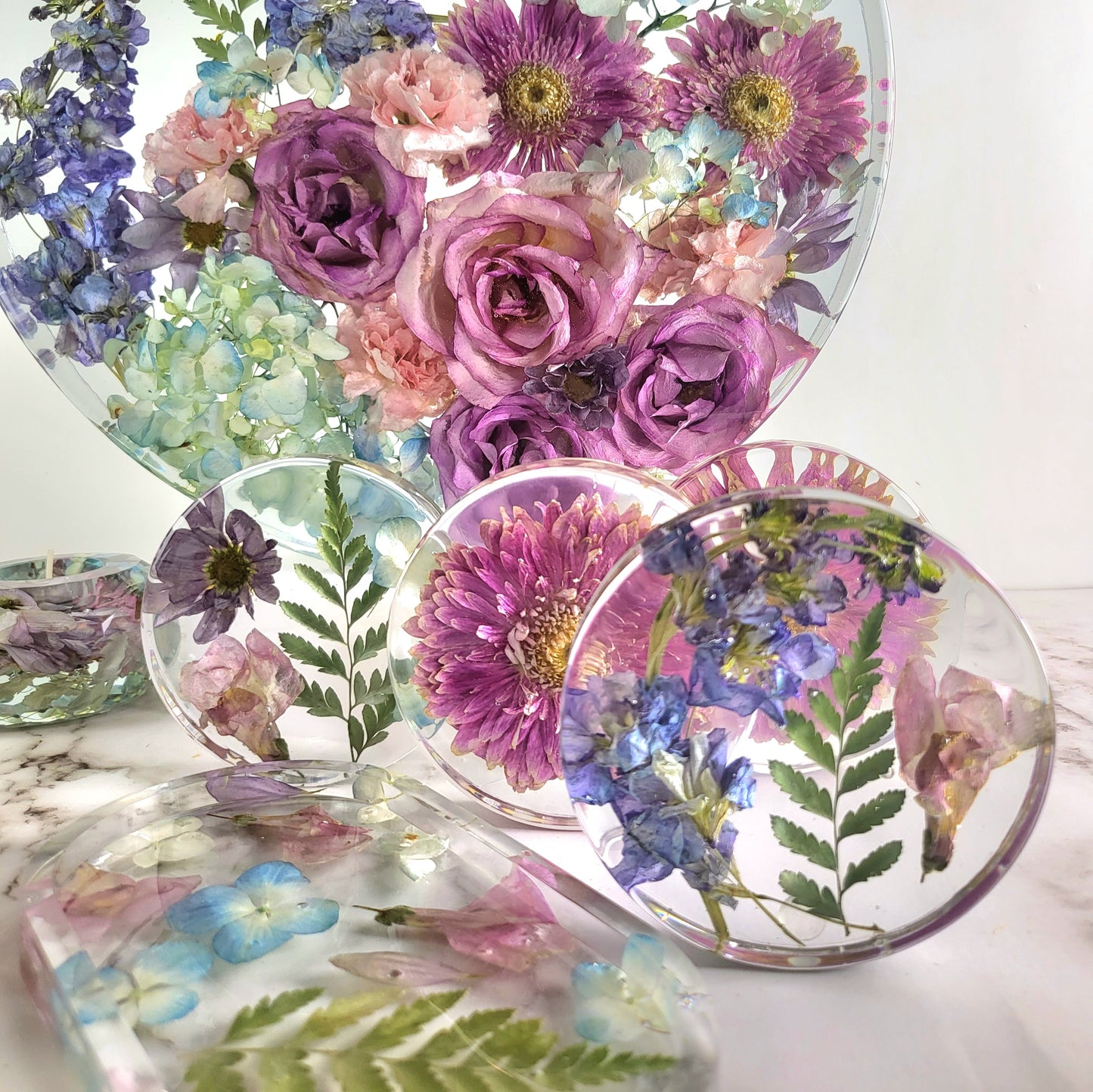 14" Round 3D Resin Wedding Bouquet Preservation Keepsake Gift Save Your Wedding Flowers Forever - flofloflowery