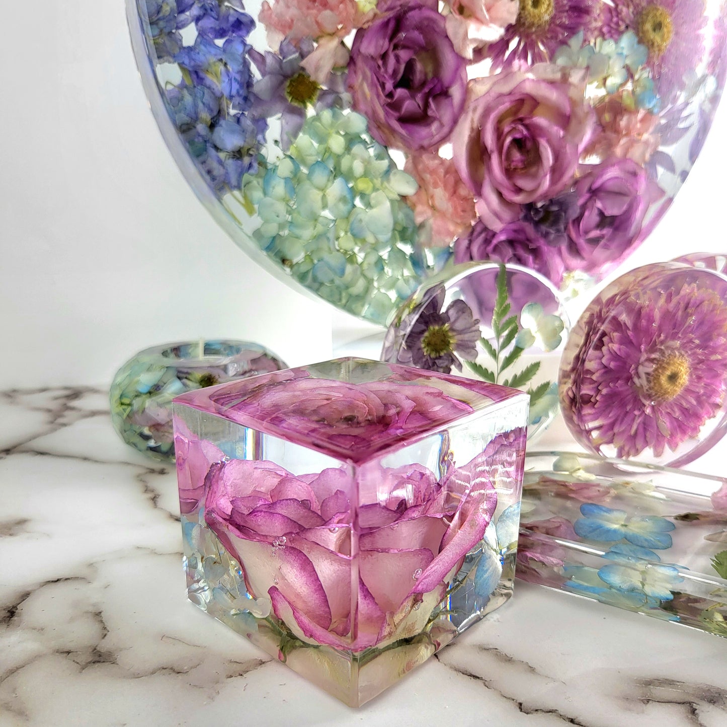 14" Round 3D Resin Wedding Bouquet Preservation Keepsake Gift Save Your Wedding Flowers Forever - flofloflowery