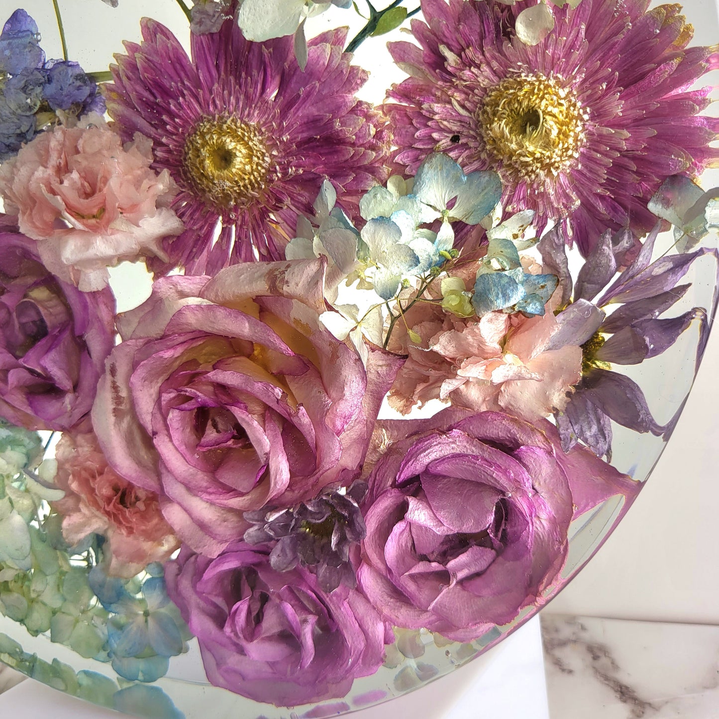 14" Round 3D Resin Wedding Bouquet Preservation Keepsake Gift Save Your Wedding Flowers Forever - flofloflowery