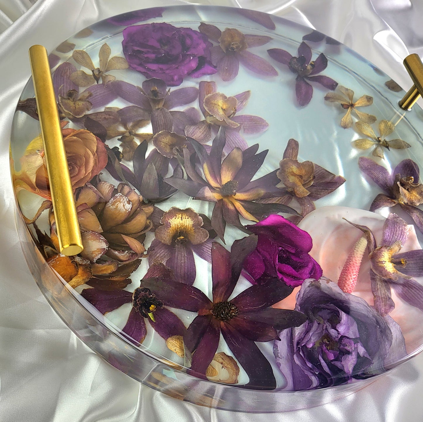 14" Tray Round 3D Resin Wedding Bouquet Preservation Keepsake Gift Save Your Wedding Flowers Forever - flofloflowery