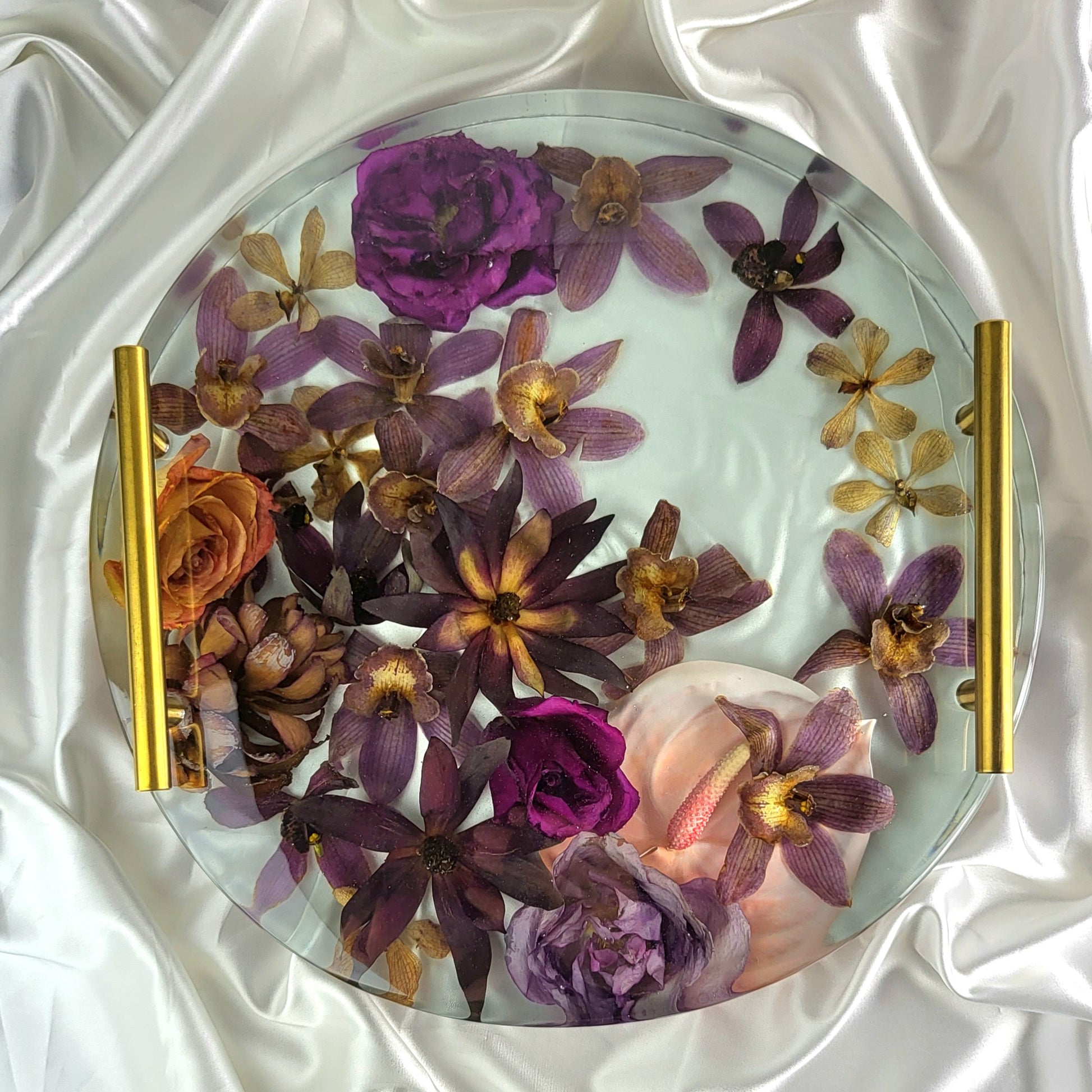 14" Tray Round 3D Resin Wedding Bouquet Preservation Keepsake Gift Save Your Wedding Flowers Forever - flofloflowery