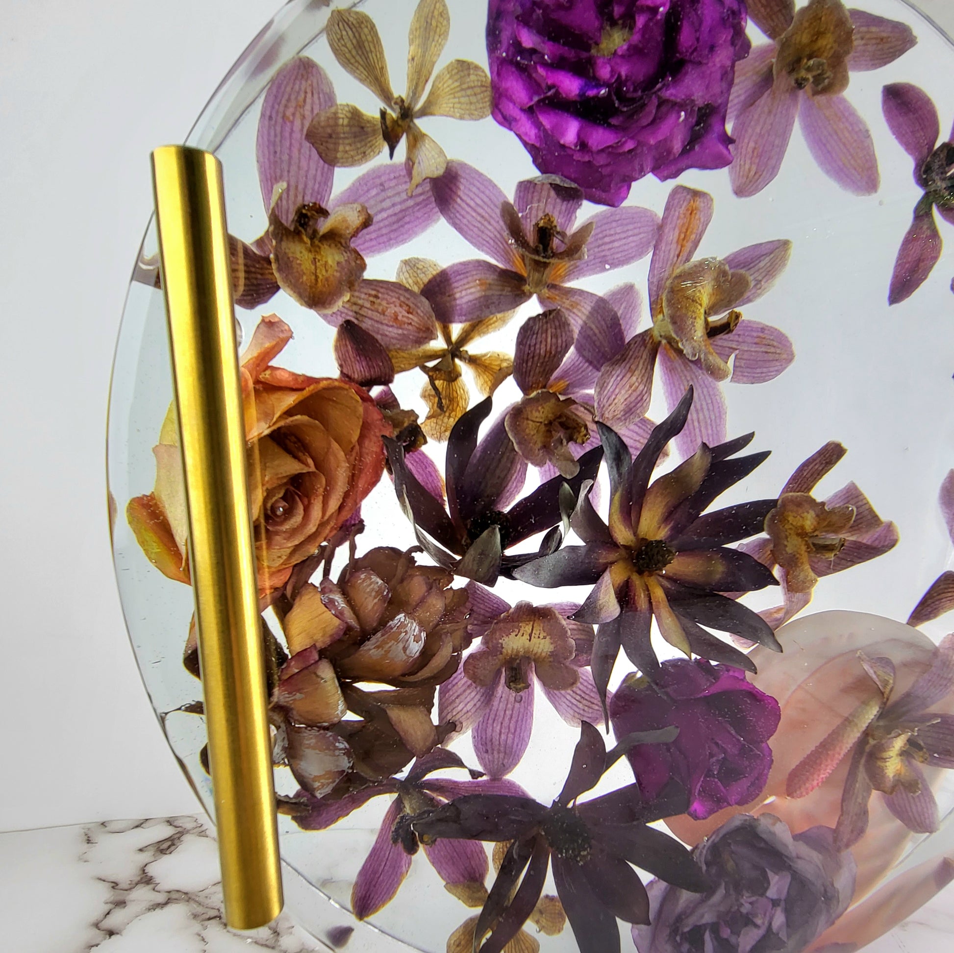 14" Tray Round 3D Resin Wedding Bouquet Preservation Keepsake Gift Save Your Wedding Flowers Forever - flofloflowery