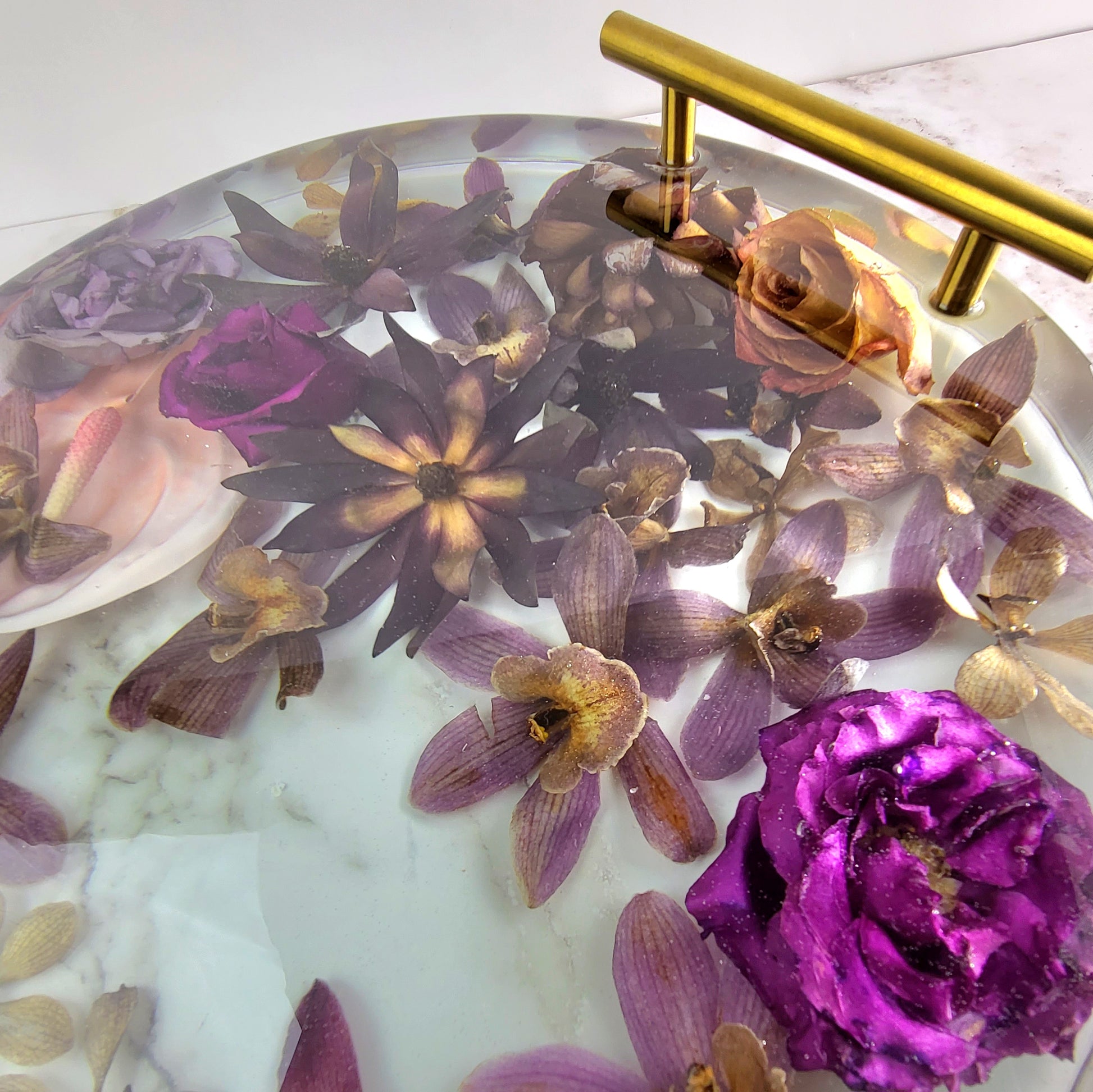 14" Tray Round 3D Resin Wedding Bouquet Preservation Keepsake Gift Save Your Wedding Flowers Forever - flofloflowery