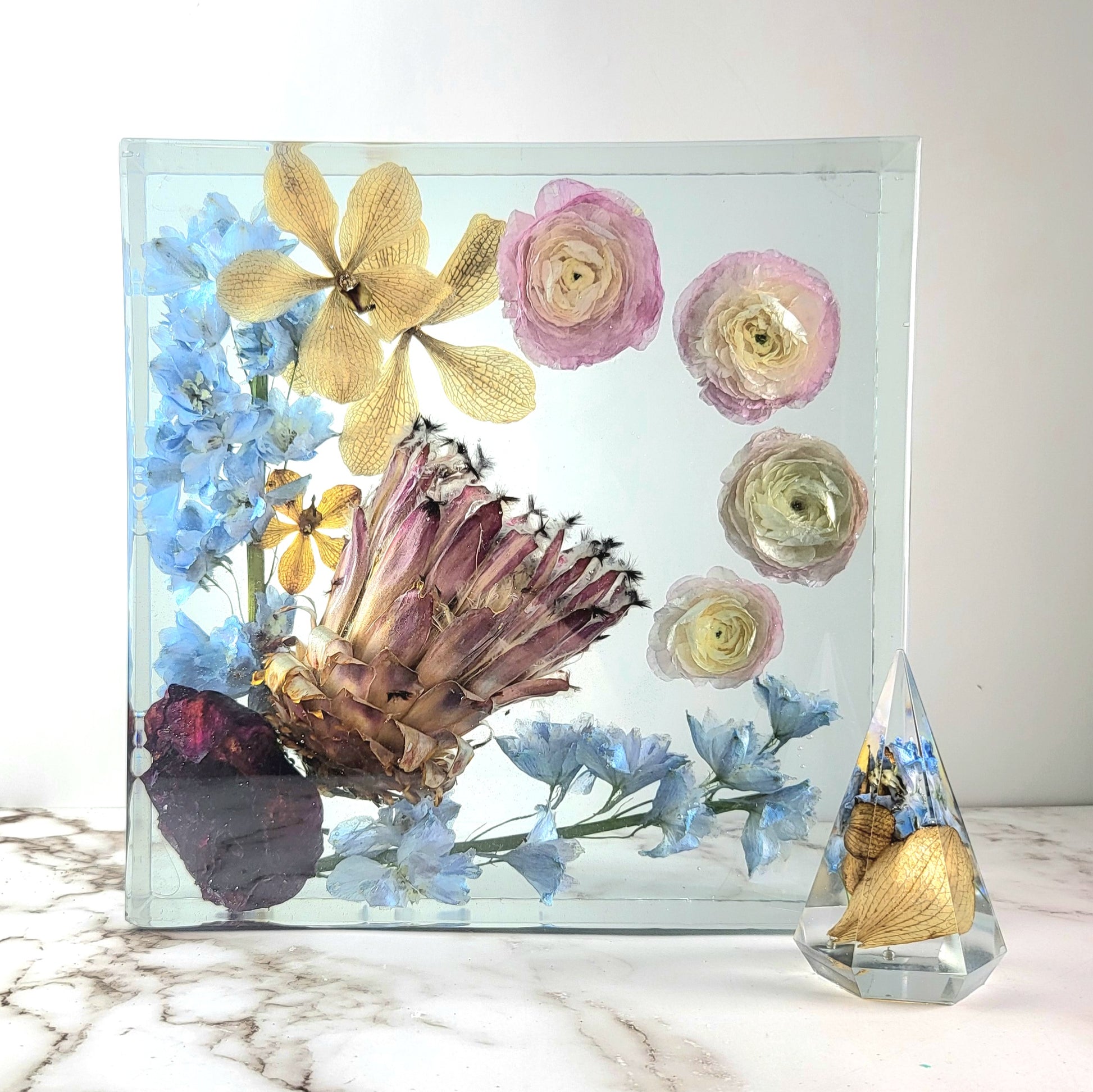 Custom 10"x10" 3D Resin Wedding Bouquet Preservation Save Your Wedding Flowers Forever Gift Keepsake - flofloflowery