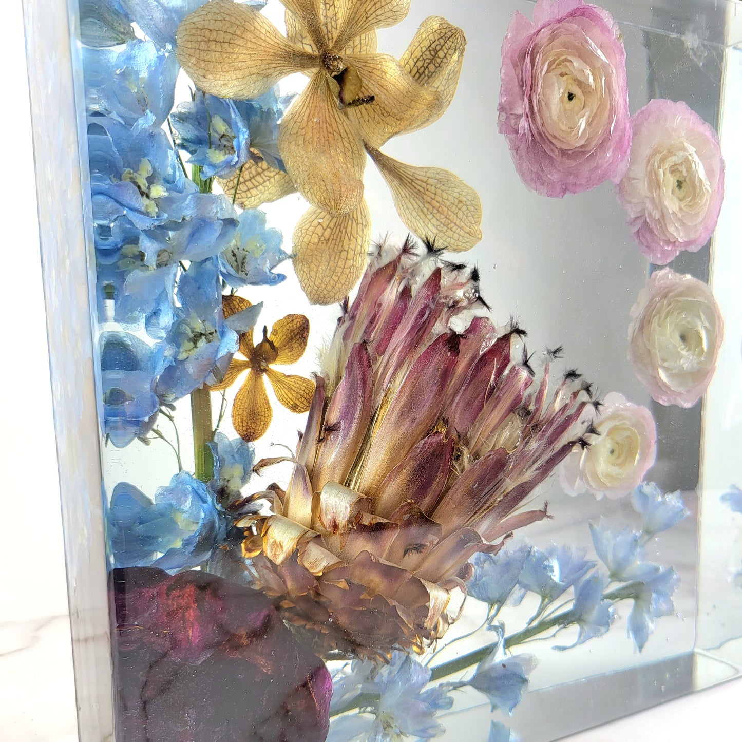Custom 10"x10" 3D Resin Wedding Bouquet Preservation Save Your Wedding Flowers Forever Gift Keepsake - flofloflowery