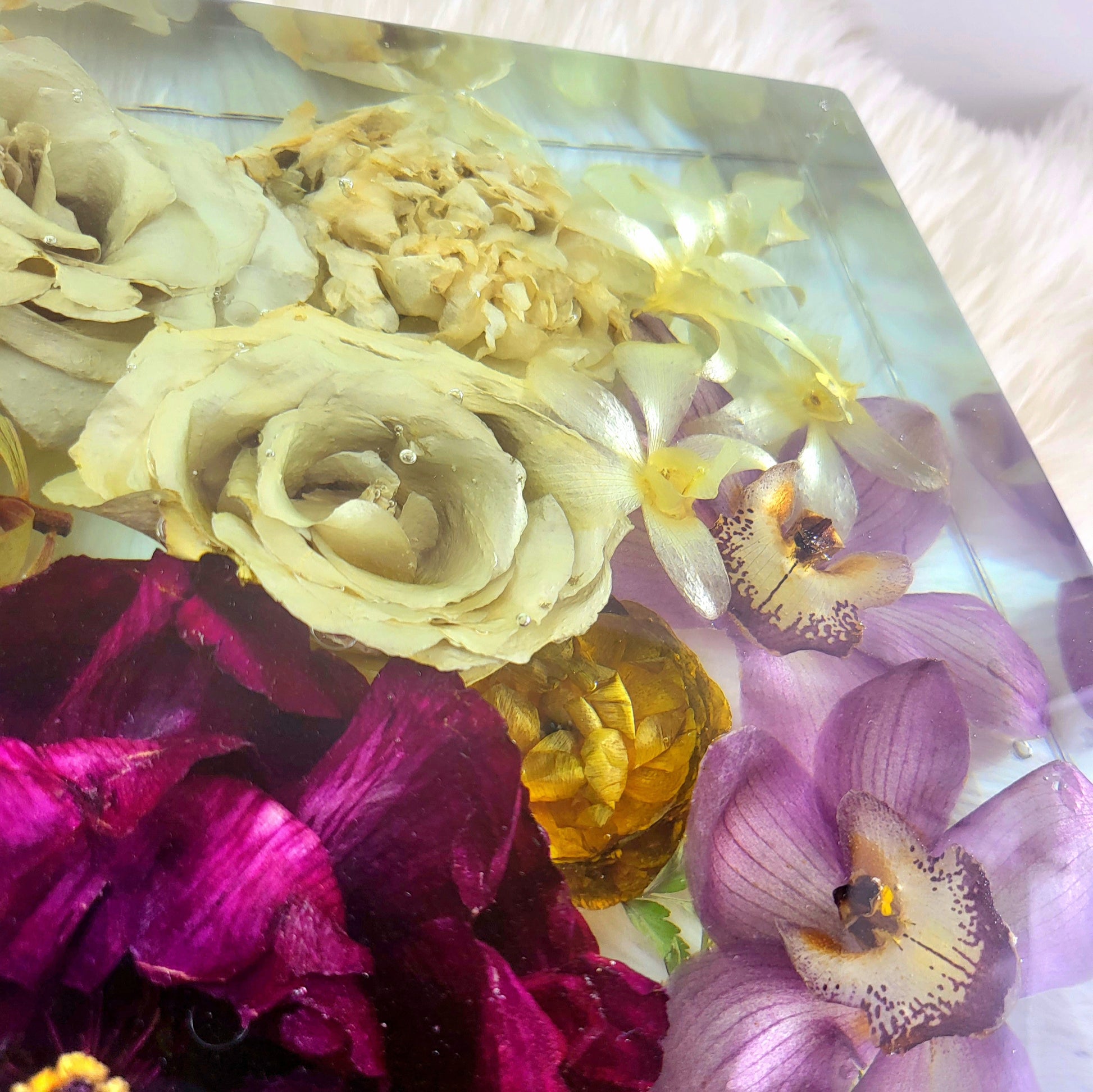 Large Tropical 10"x10" 3D Resin Wedding Bouquet Preservation Save Your Wedding Flowers Forever Gift Keepsake - flofloflowery