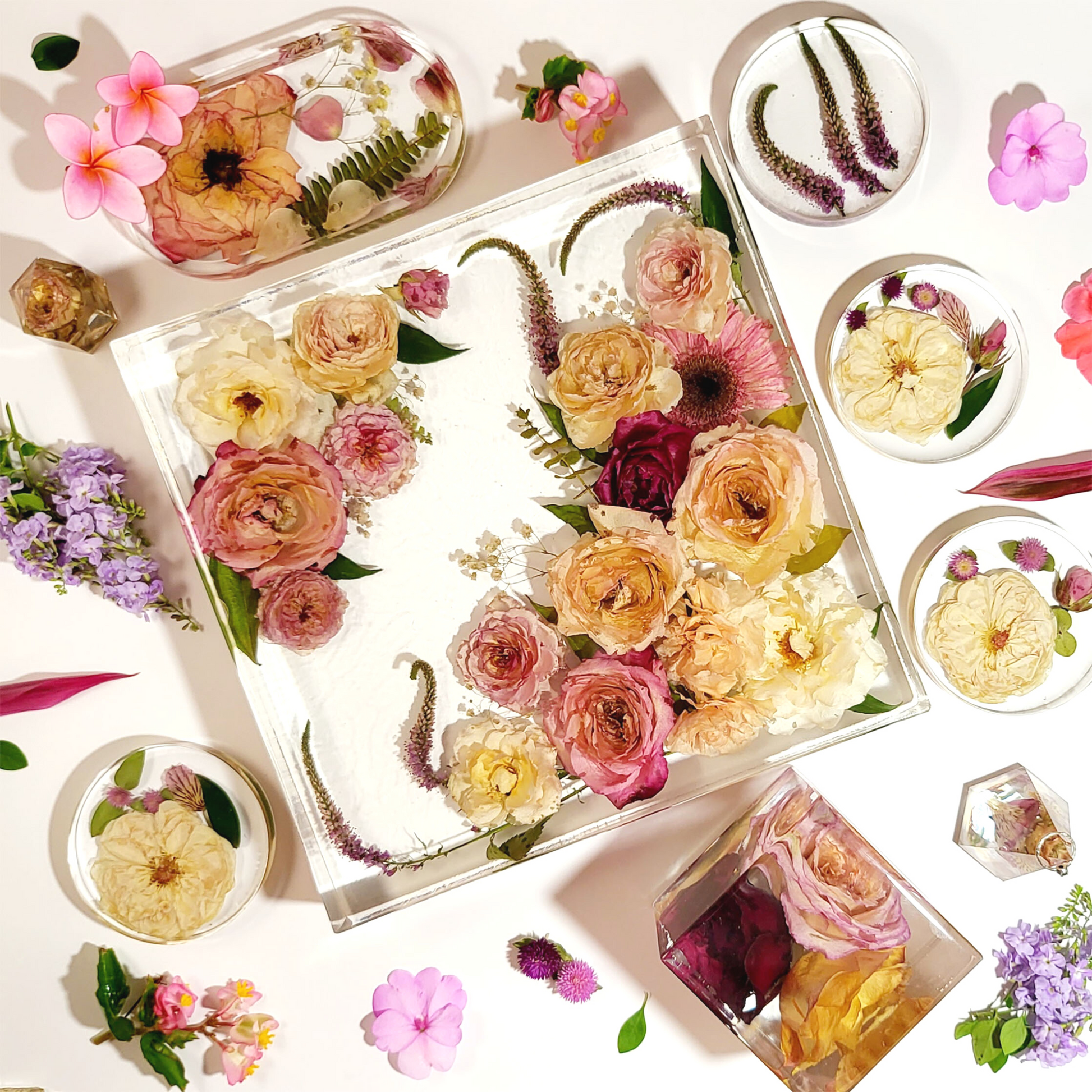 12" x 12" Large 3D Resin Wedding Bouquet Preservation Save Your Florals Wedding Gift Keepsake - flofloflowery