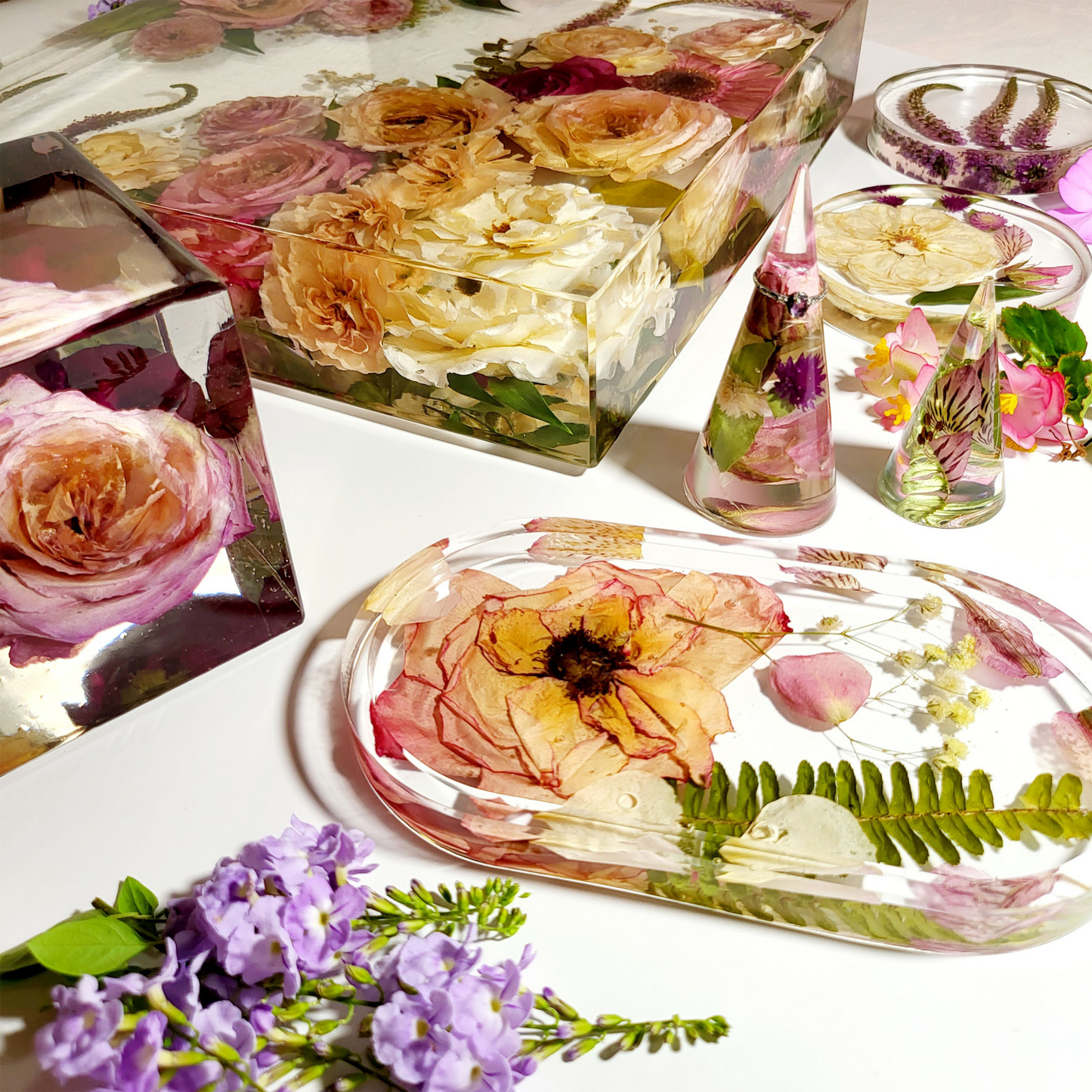 12" x 12" Large 3D Resin Wedding Bouquet Preservation Save Your Florals Wedding Gift Keepsake - flofloflowery